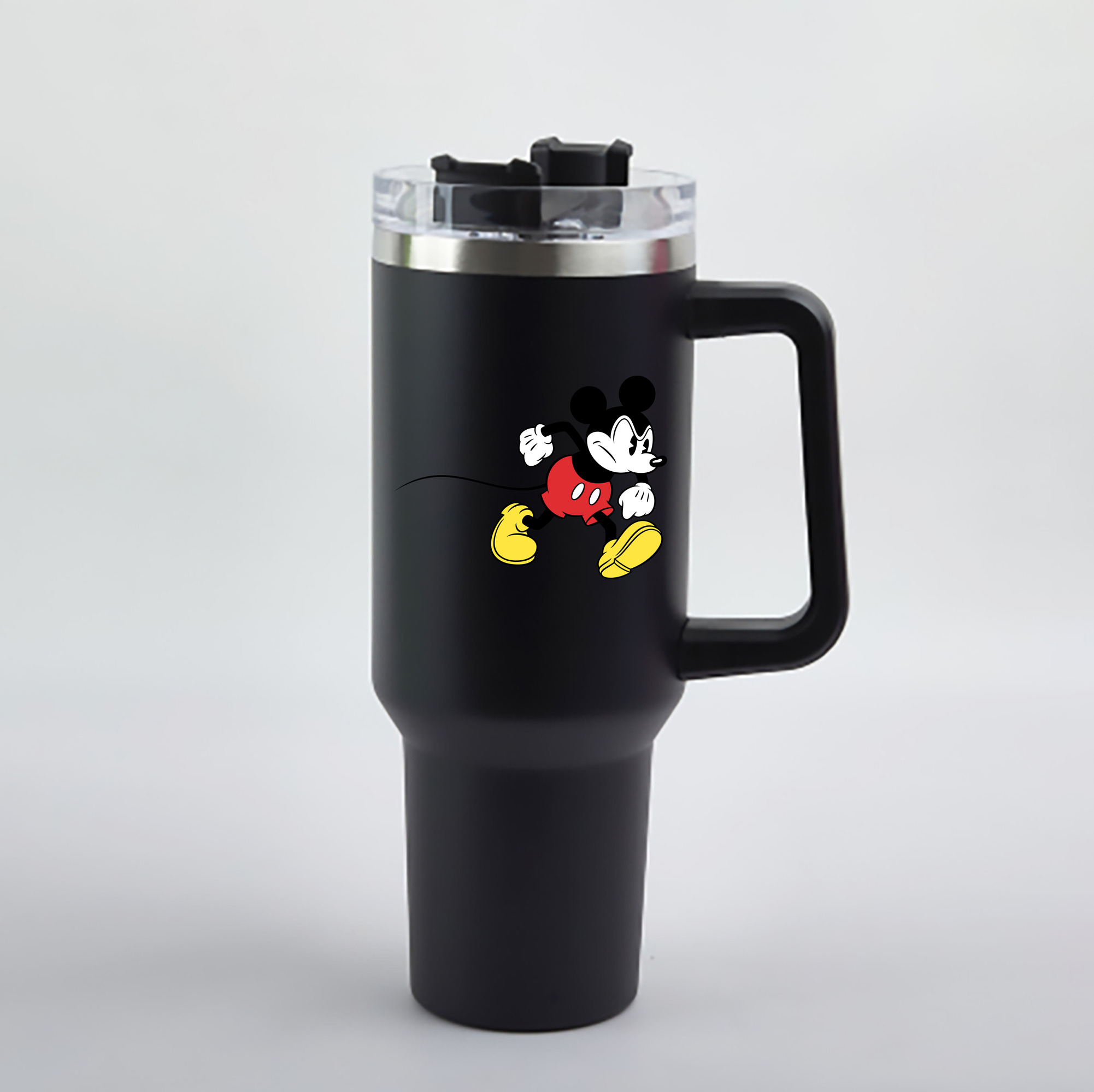 （画像用） ミッキーマウス Mickey Mouse 1200mL車用タンブラー - クリスタルステッカー（プラスチックストロー付き）