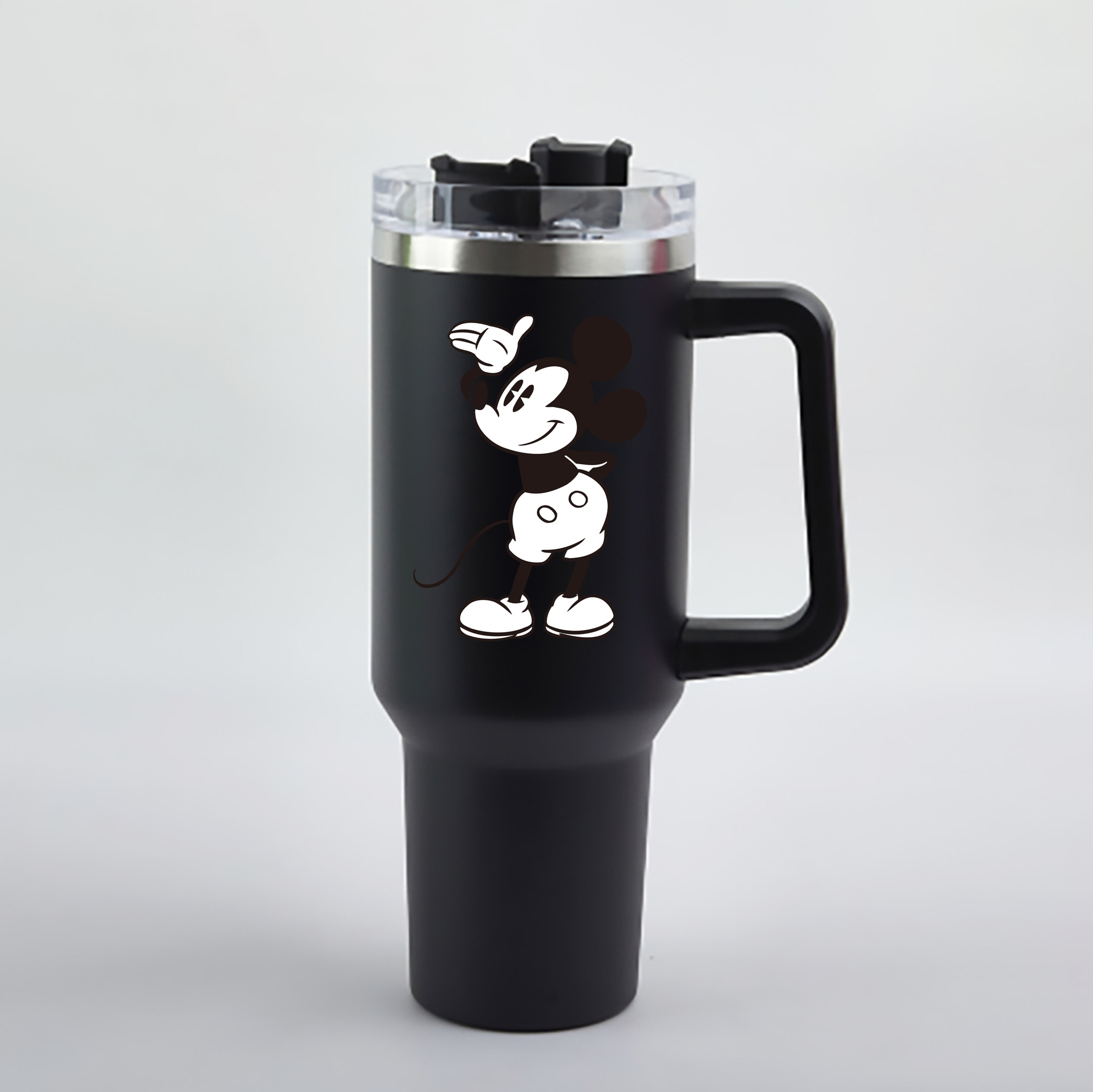 （画像用） ミッキーマウス Mickey Mouse 1200mL車用タンブラー - クリスタルステッカー（プラスチックストロー付き）