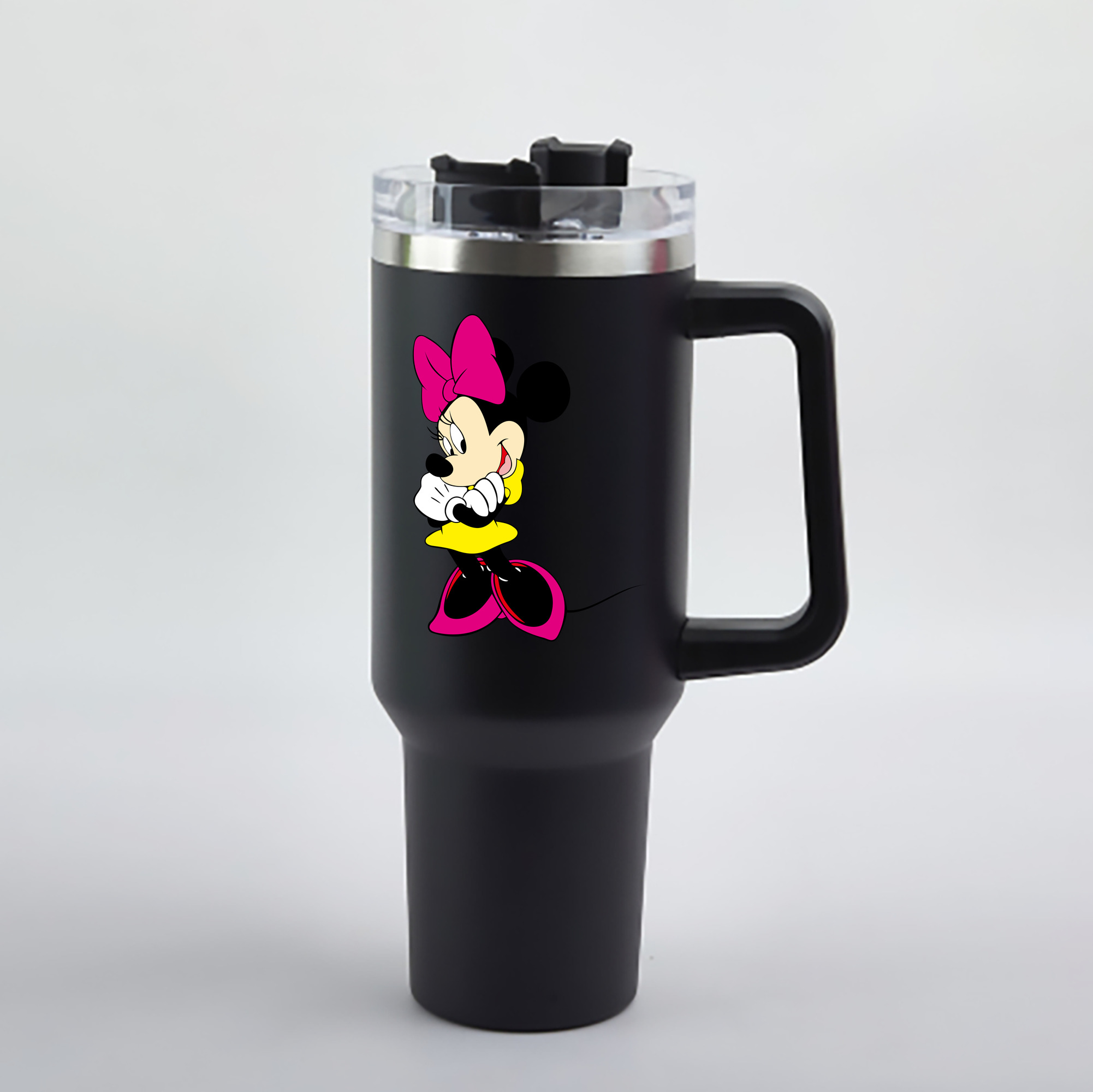 （画像用） ミッキーマウス Mickey Mouse 1200mL車用タンブラー - クリスタルステッカー（プラスチックストロー付き）