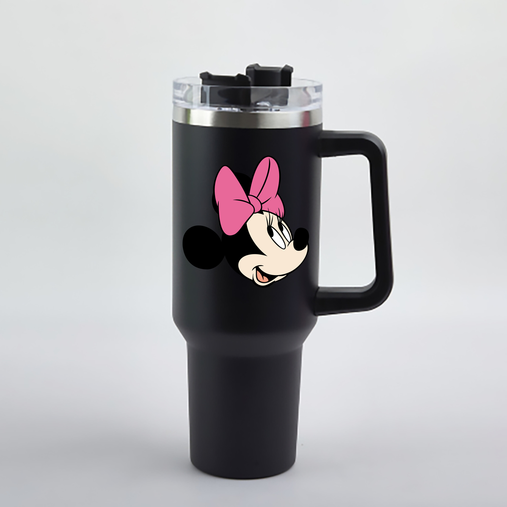 （画像用） ミッキーマウス Mickey Mouse 1200mL車用タンブラー - クリスタルステッカー（プラスチックストロー付き）
