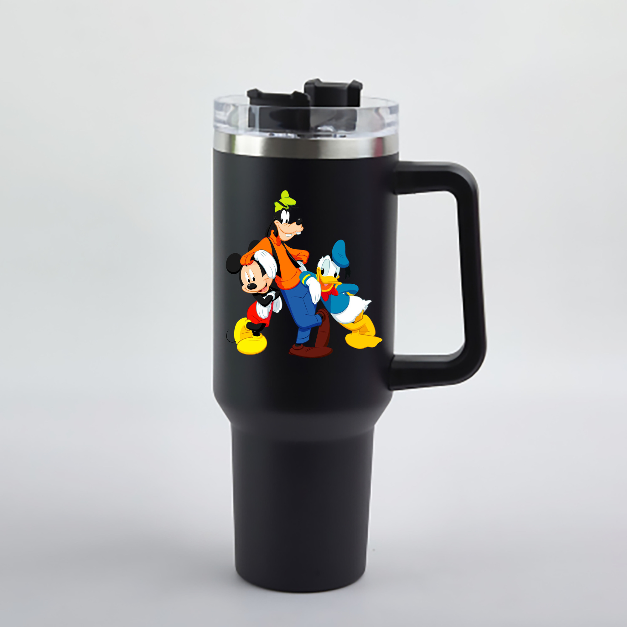 （画像用） ミッキーマウス Mickey Mouse 1200mL車用タンブラー - クリスタルステッカー（プラスチックストロー付き）