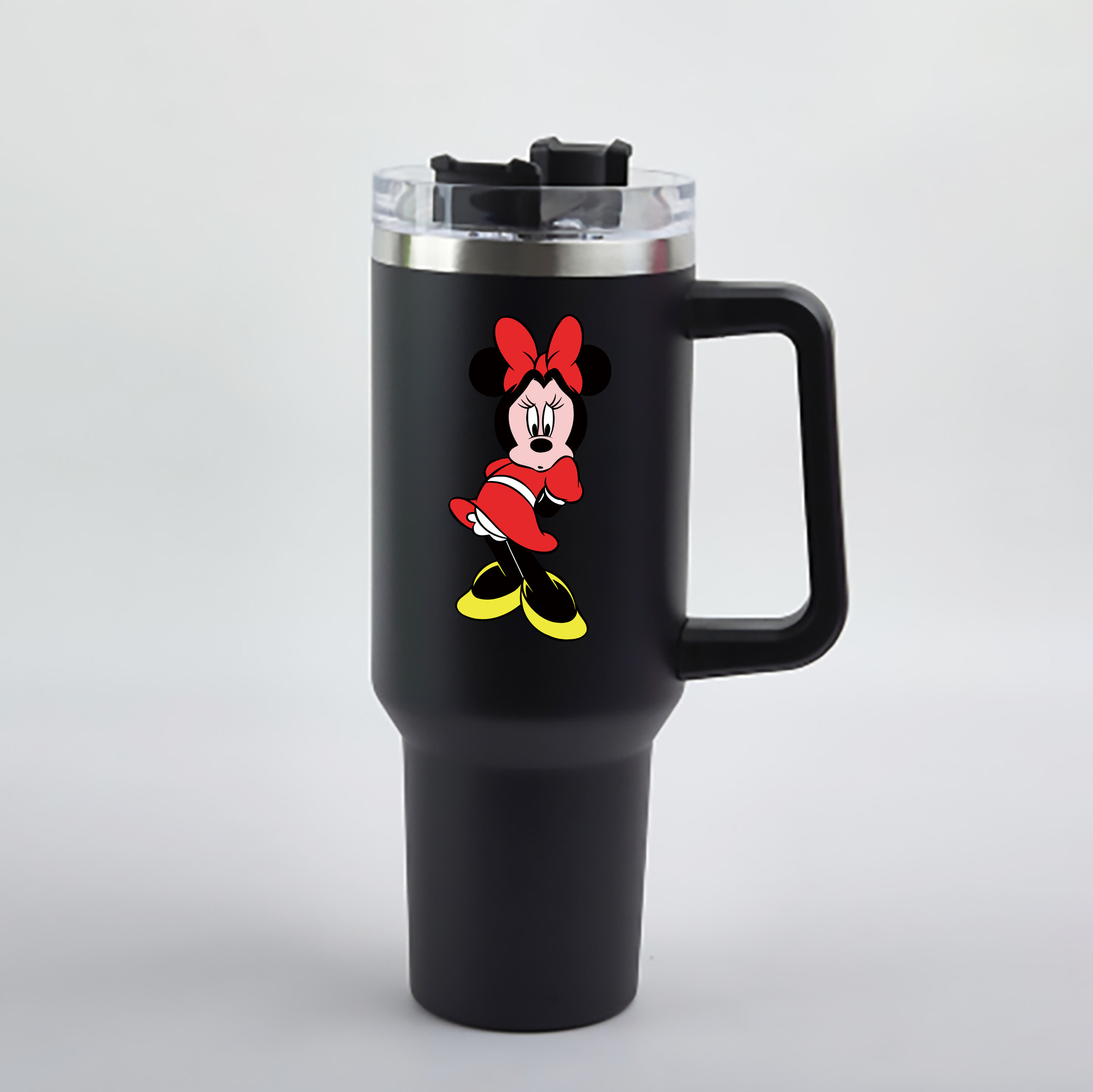 （画像用） ミッキーマウス Mickey Mouse 1200mL車用タンブラー - クリスタルステッカー（プラスチックストロー付き）