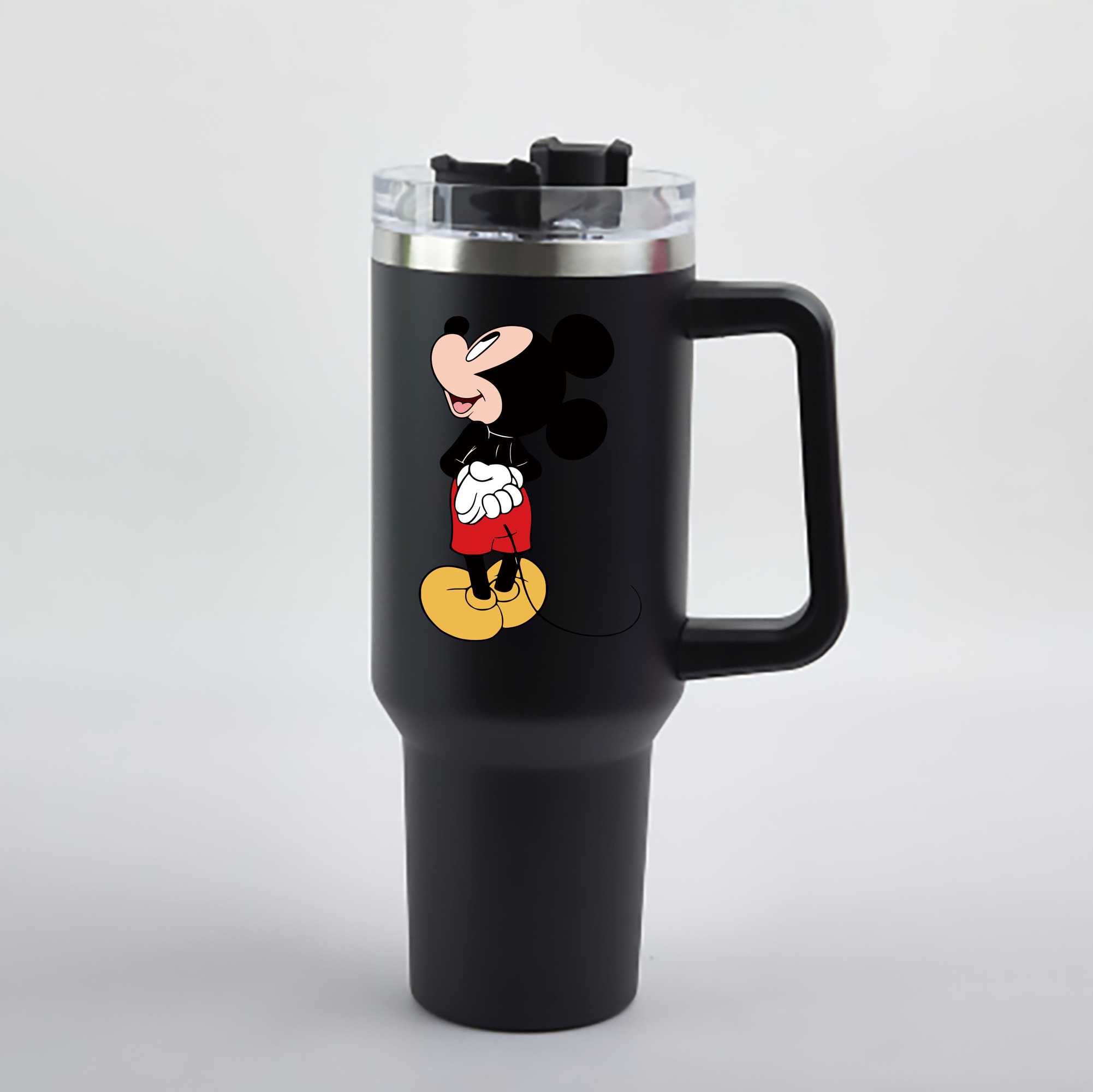 （画像用） ミッキーマウス Mickey Mouse 1200mL車用タンブラー - クリスタルステッカー（プラスチックストロー付き）