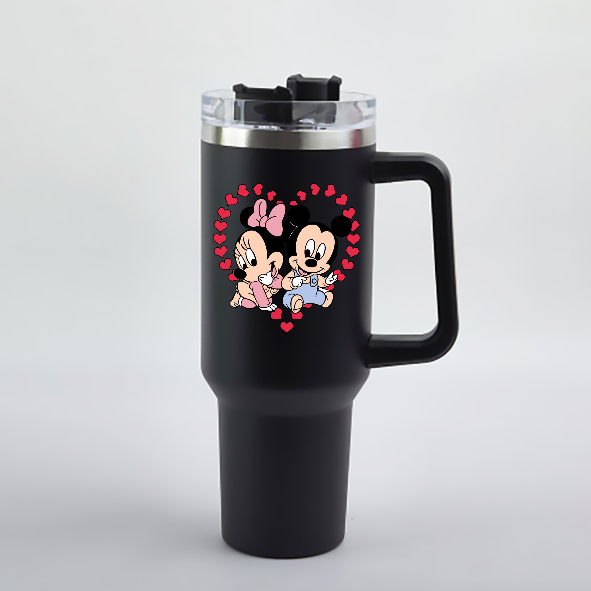 （画像用） ミッキーマウス Mickey Mouse 1200mL車用タンブラー - クリスタルステッカー（プラスチックストロー付き）