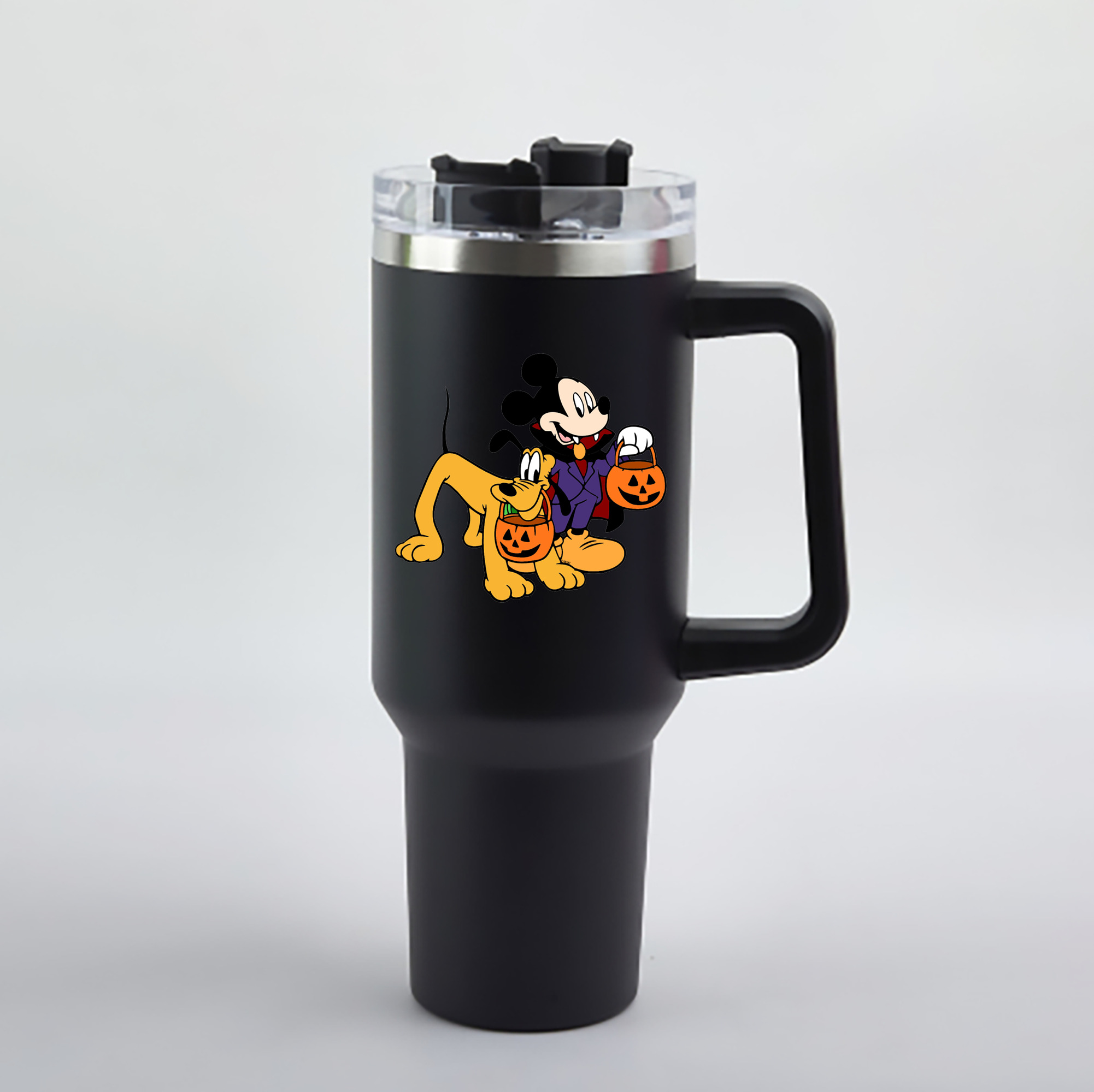 （画像用） ミッキーマウス Mickey Mouse 1200mL車用タンブラー - クリスタルステッカー（プラスチックストロー付き）