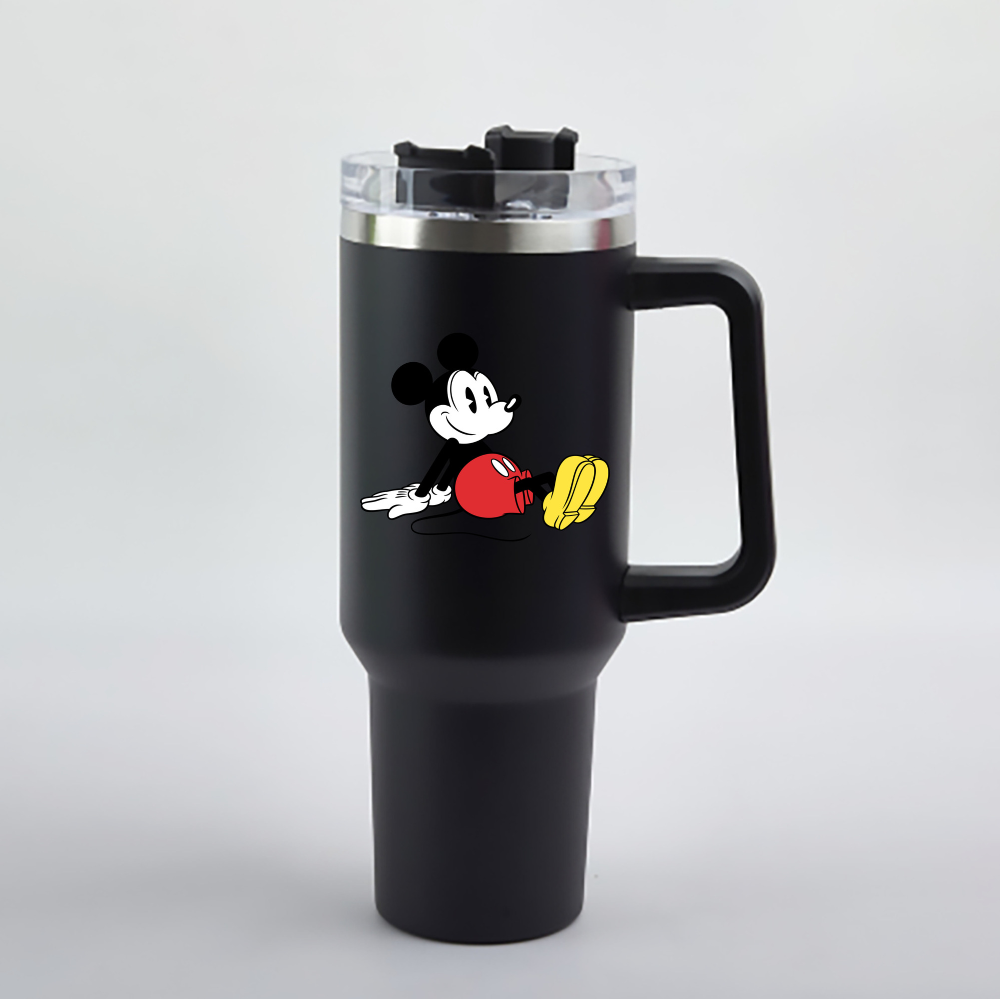 （画像用） ミッキーマウス Mickey Mouse 1200mL車用タンブラー - クリスタルステッカー（プラスチックストロー付き）