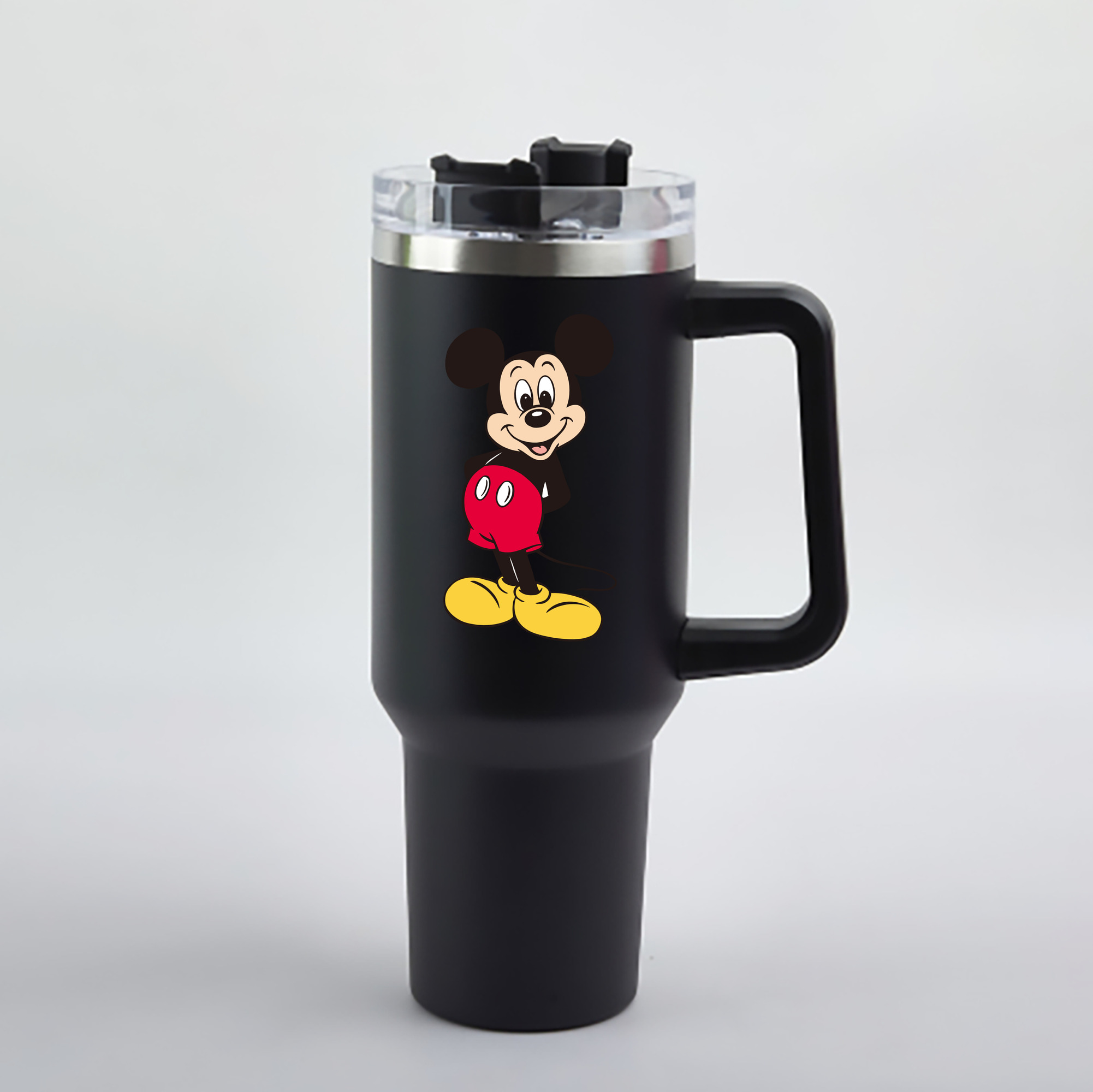 （画像用） ミッキーマウス Mickey Mouse 1200mL車用タンブラー - クリスタルステッカー（プラスチックストロー付き）