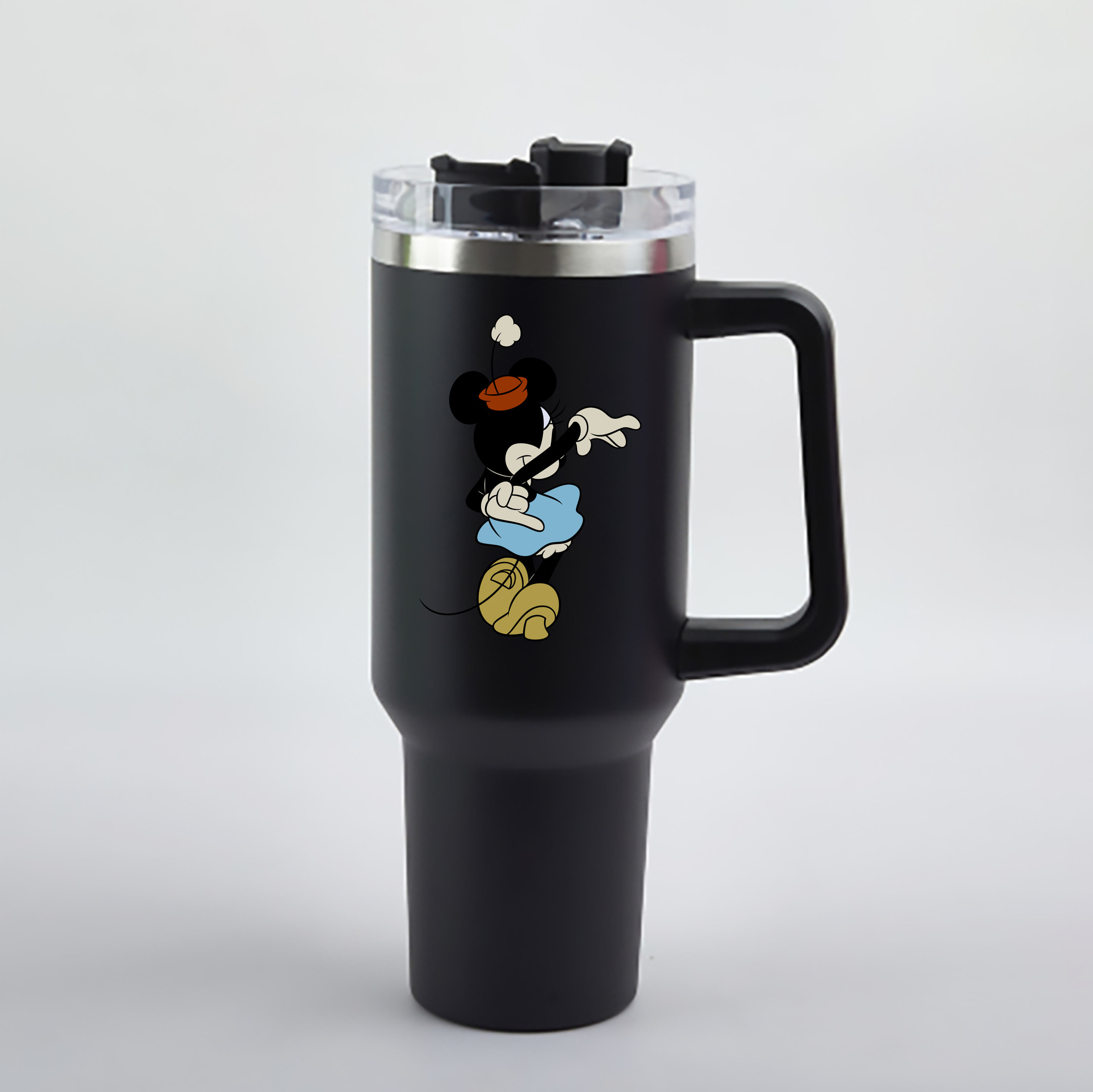（画像用） ミッキーマウス Mickey Mouse 1200mL車用タンブラー - クリスタルステッカー（プラスチックストロー付き）