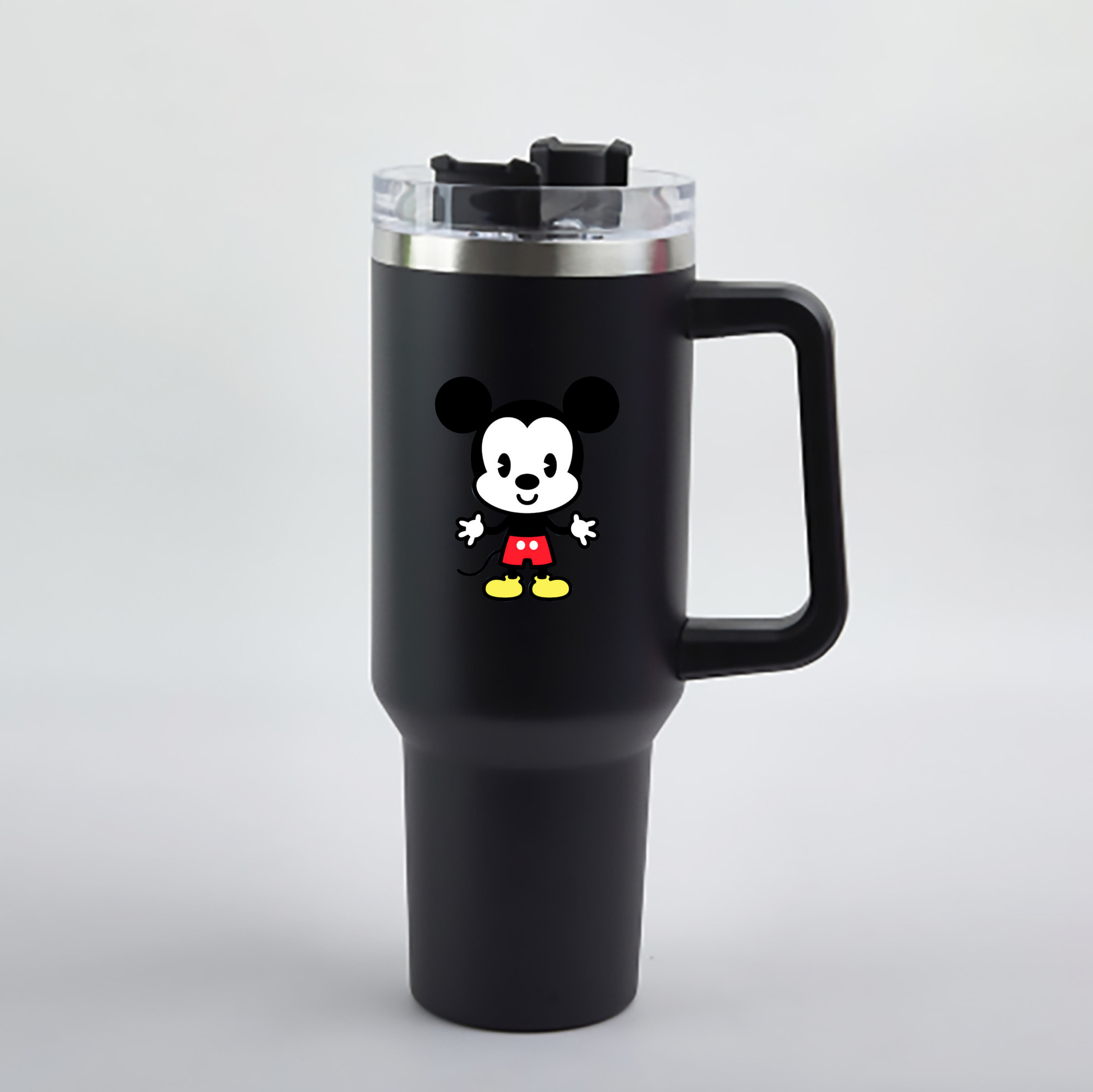 （画像用） ミッキーマウス Mickey Mouse 1200mL車用タンブラー - クリスタルステッカー（プラスチックストロー付き）