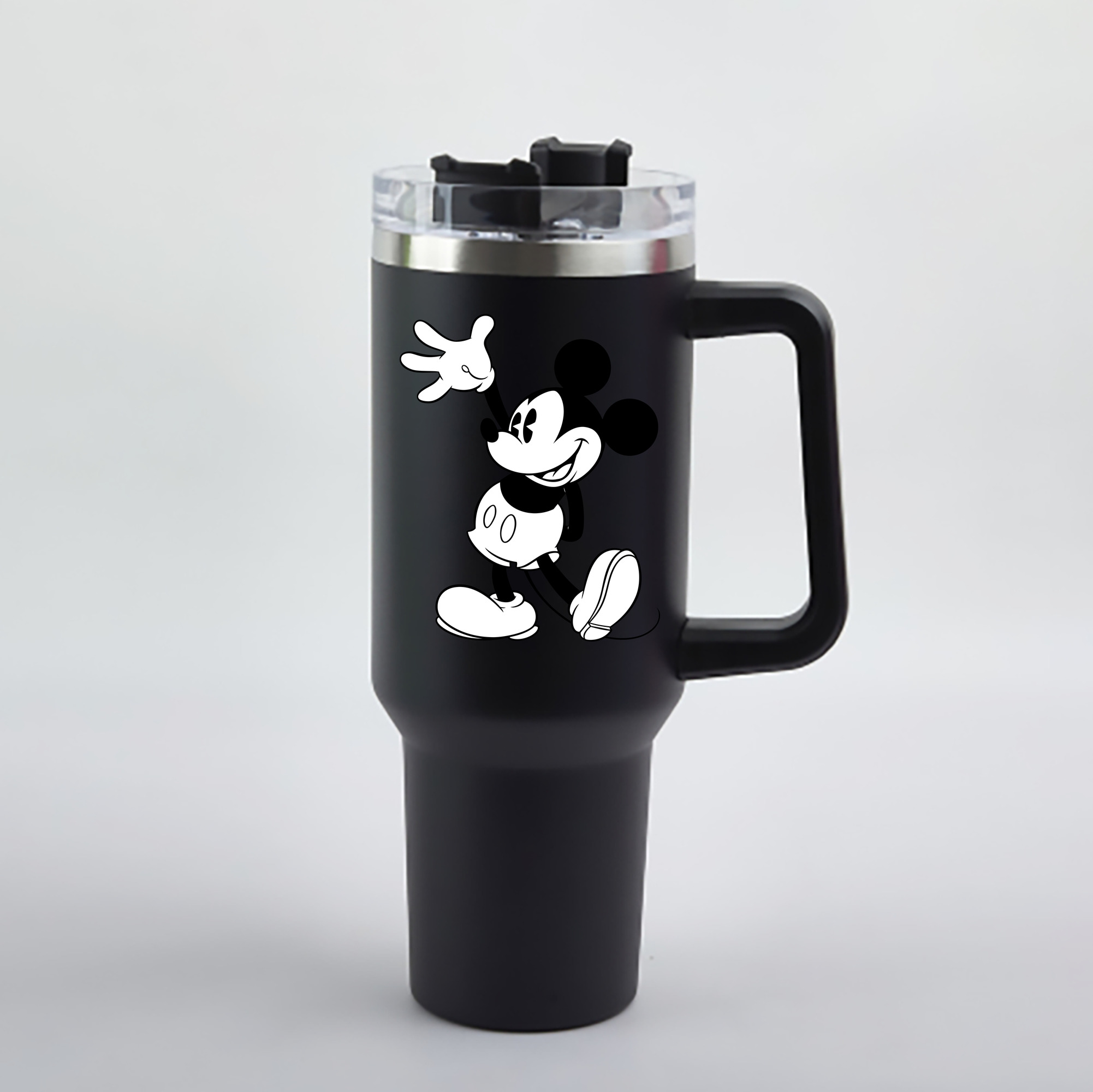 （画像用） ミッキーマウス Mickey Mouse 1200mL車用タンブラー - クリスタルステッカー（プラスチックストロー付き）