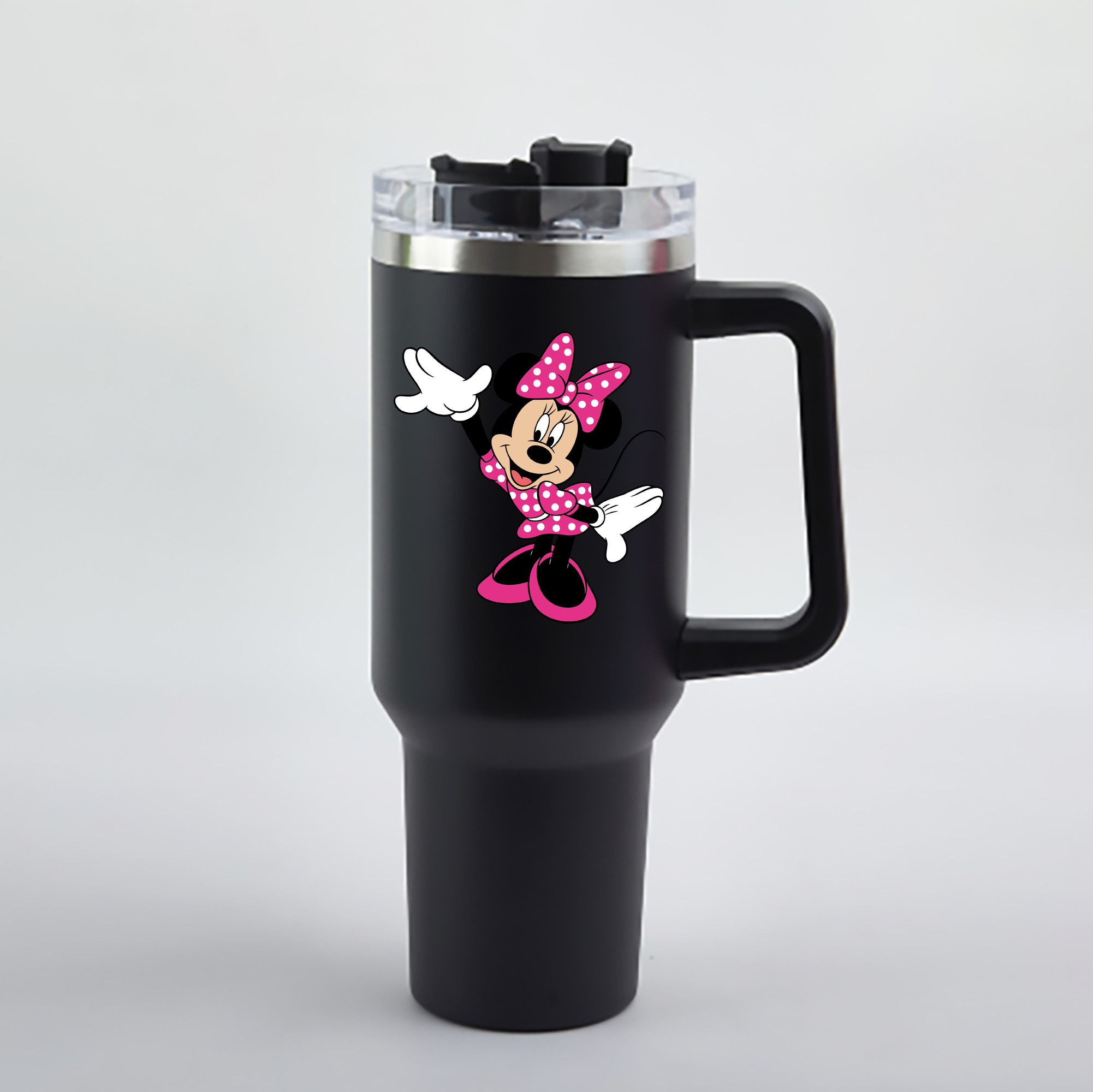 （画像用） ミッキーマウス Mickey Mouse 1200mL車用タンブラー - クリスタルステッカー（プラスチックストロー付き）