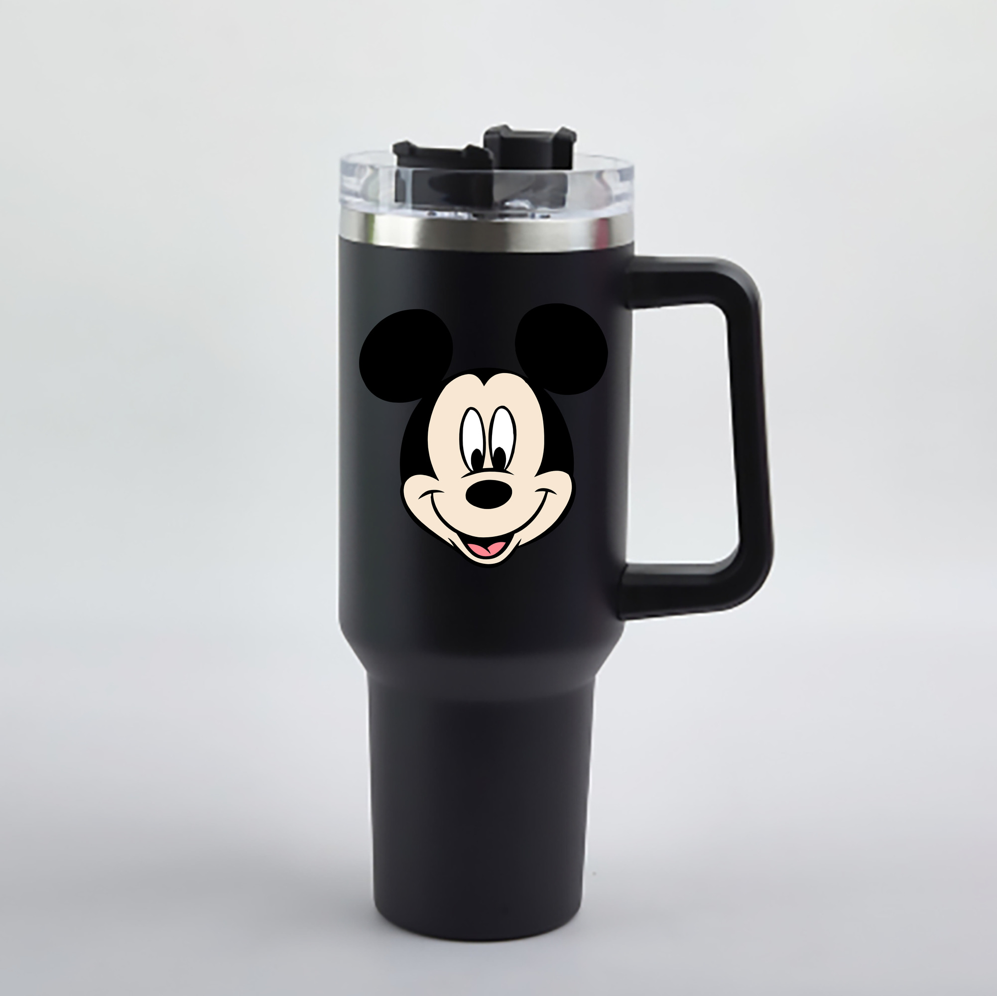（画像用） ミッキーマウス Mickey Mouse 1200mL車用タンブラー - クリスタルステッカー（プラスチックストロー付き）
