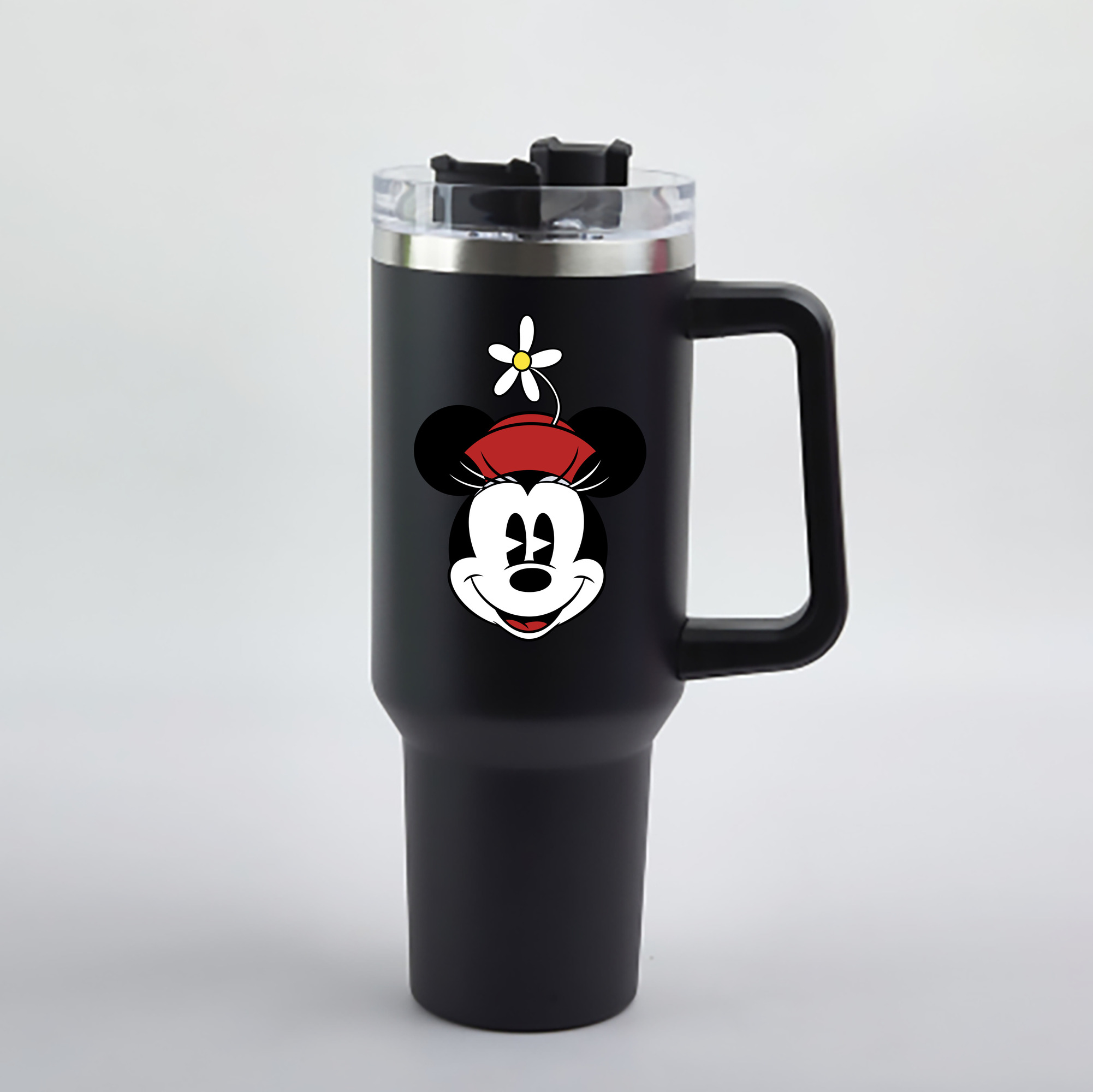 （画像用） ミッキーマウス Mickey Mouse 1200mL車用タンブラー - クリスタルステッカー（プラスチックストロー付き）