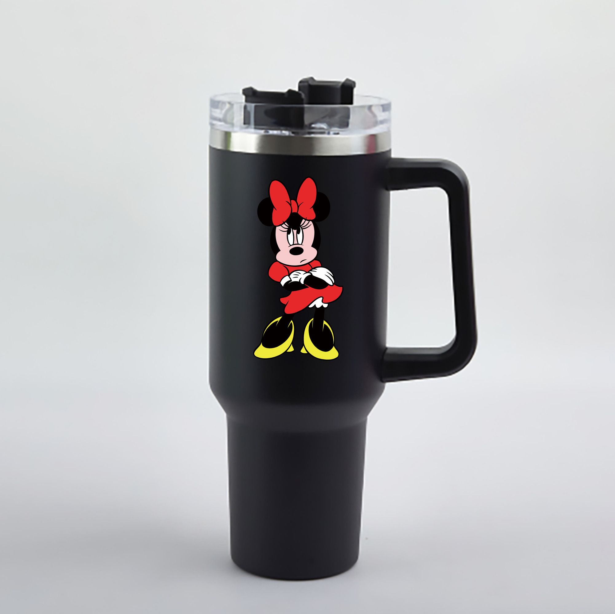 （画像用） ミッキーマウス Mickey Mouse 1200mL車用タンブラー - クリスタルステッカー（プラスチックストロー付き）