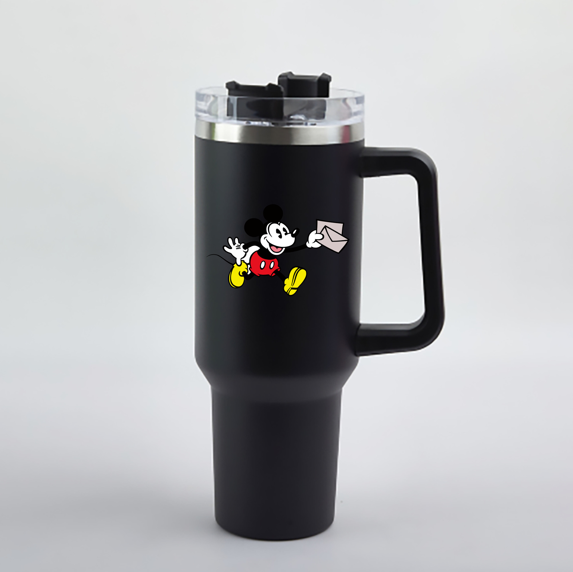 （画像用） ミッキーマウス Mickey Mouse 1200mL車用タンブラー - クリスタルステッカー（プラスチックストロー付き）