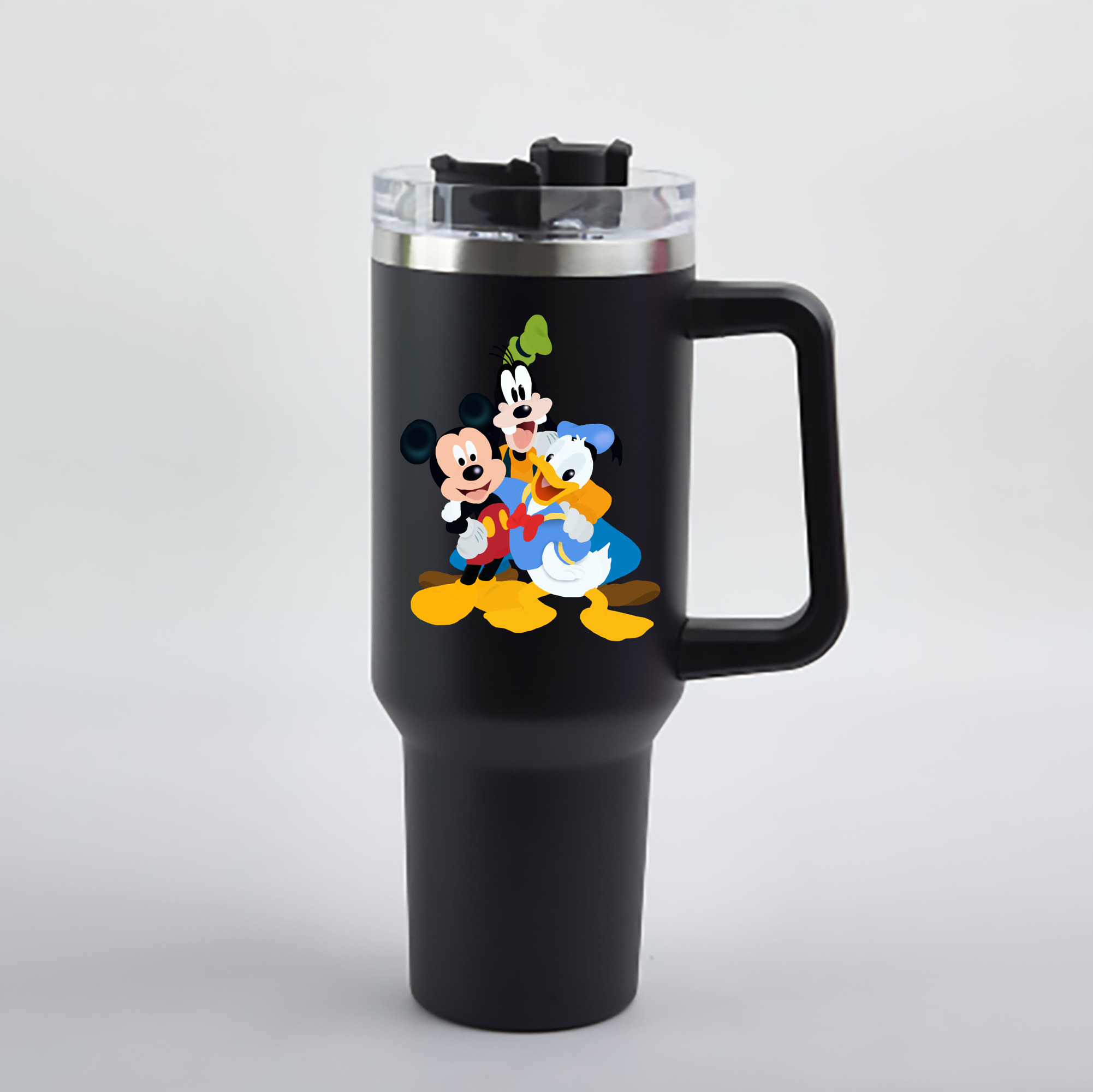 （画像用） ミッキーマウス Mickey Mouse 1200mL車用タンブラー - クリスタルステッカー（プラスチックストロー付き）