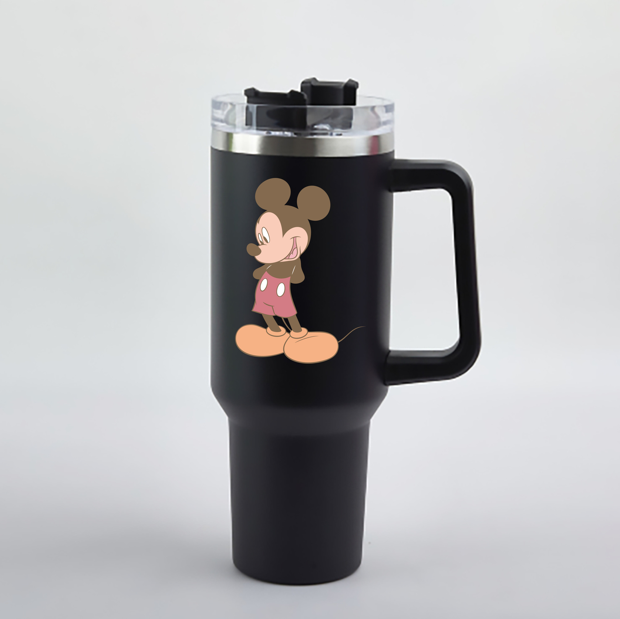 （画像用） ミッキーマウス Mickey Mouse 1200mL車用タンブラー - クリスタルステッカー（プラスチックストロー付き）