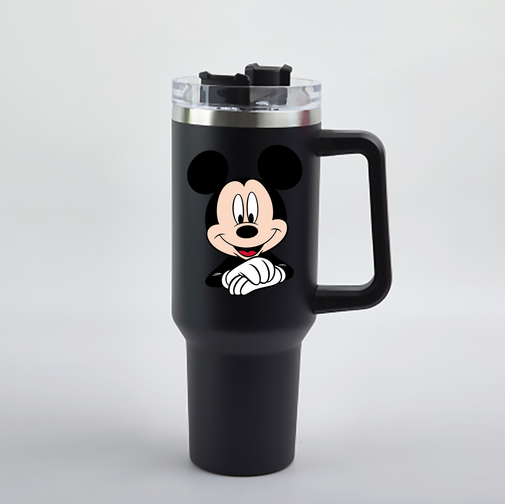 （画像用） ミッキーマウス Mickey Mouse 1200mL車用タンブラー - クリスタルステッカー（プラスチックストロー付き）