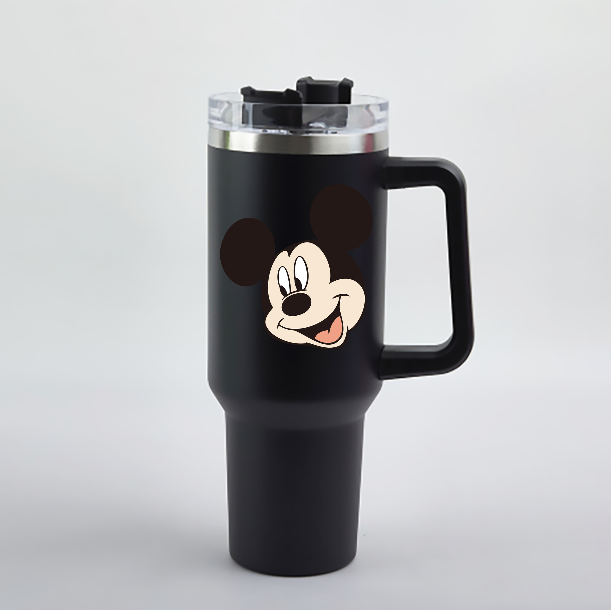 （画像用） ミッキーマウス Mickey Mouse 1200mL車用タンブラー - クリスタルステッカー（プラスチックストロー付き）