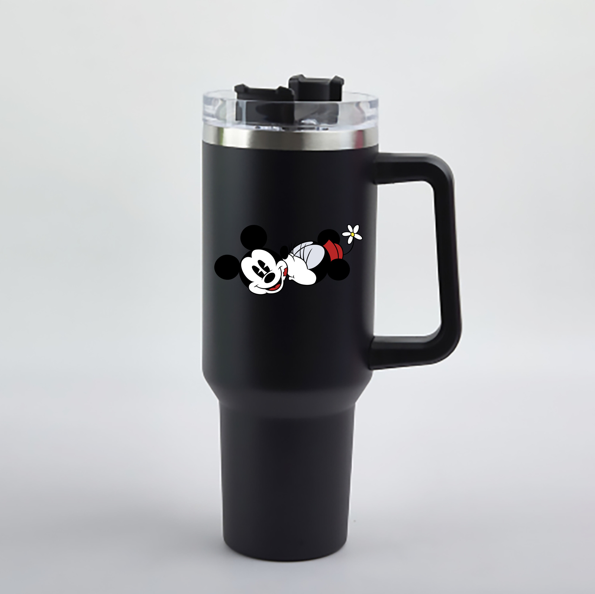 （画像用） ミッキーマウス Mickey Mouse 1200mL車用タンブラー - クリスタルステッカー（プラスチックストロー付き）