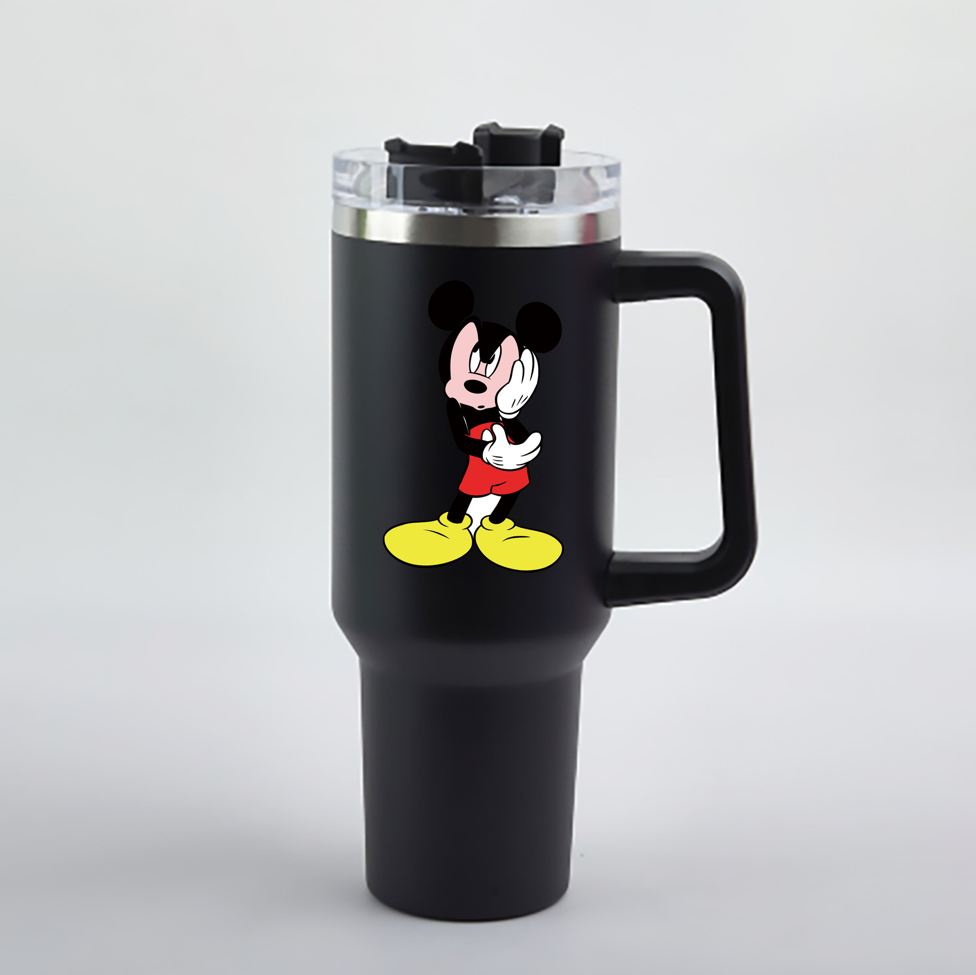 （画像用） ミッキーマウス Mickey Mouse 1200mL車用タンブラー - クリスタルステッカー（プラスチックストロー付き）