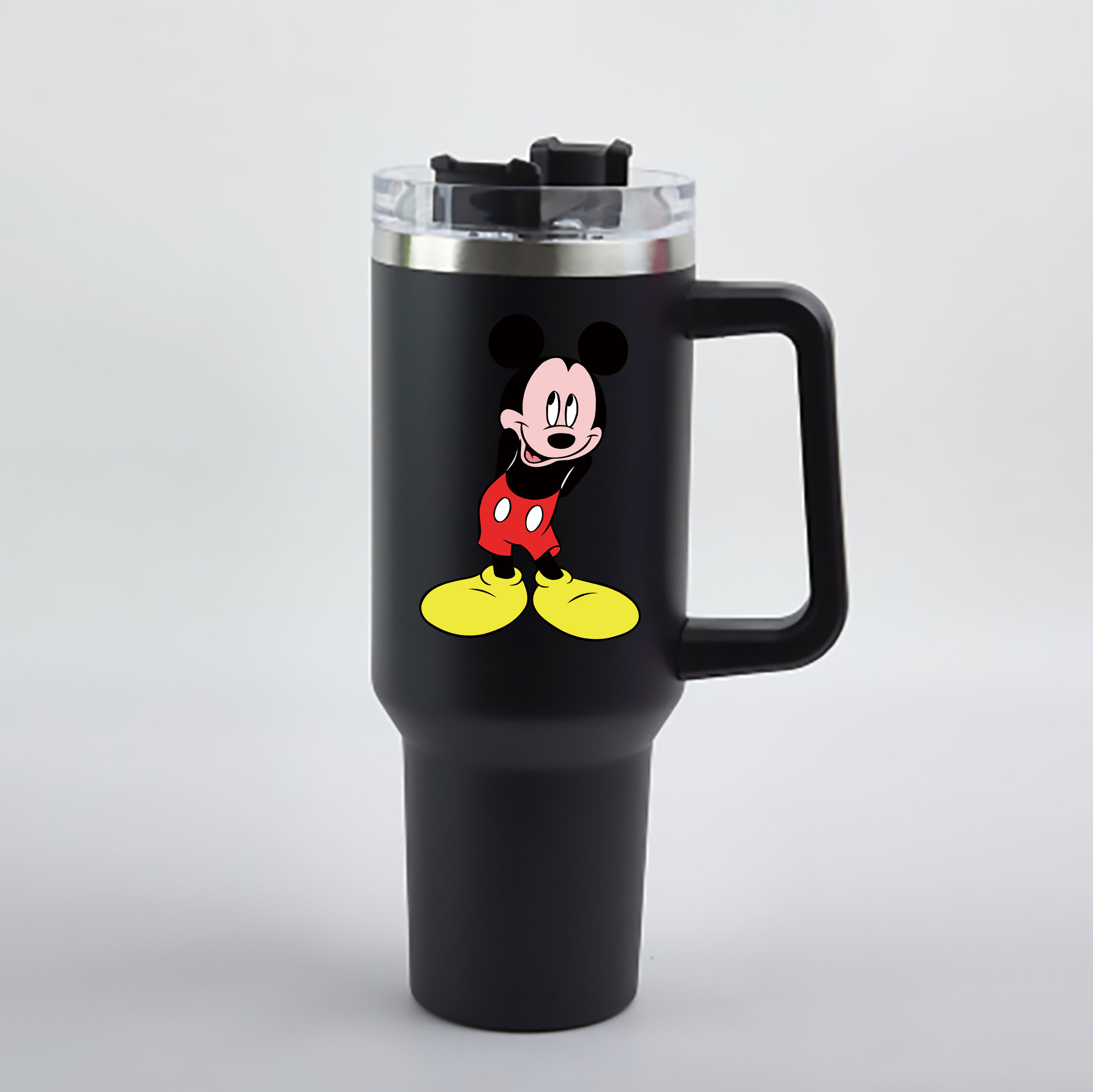 （画像用） ミッキーマウス Mickey Mouse 1200mL車用タンブラー - クリスタルステッカー（プラスチックストロー付き）