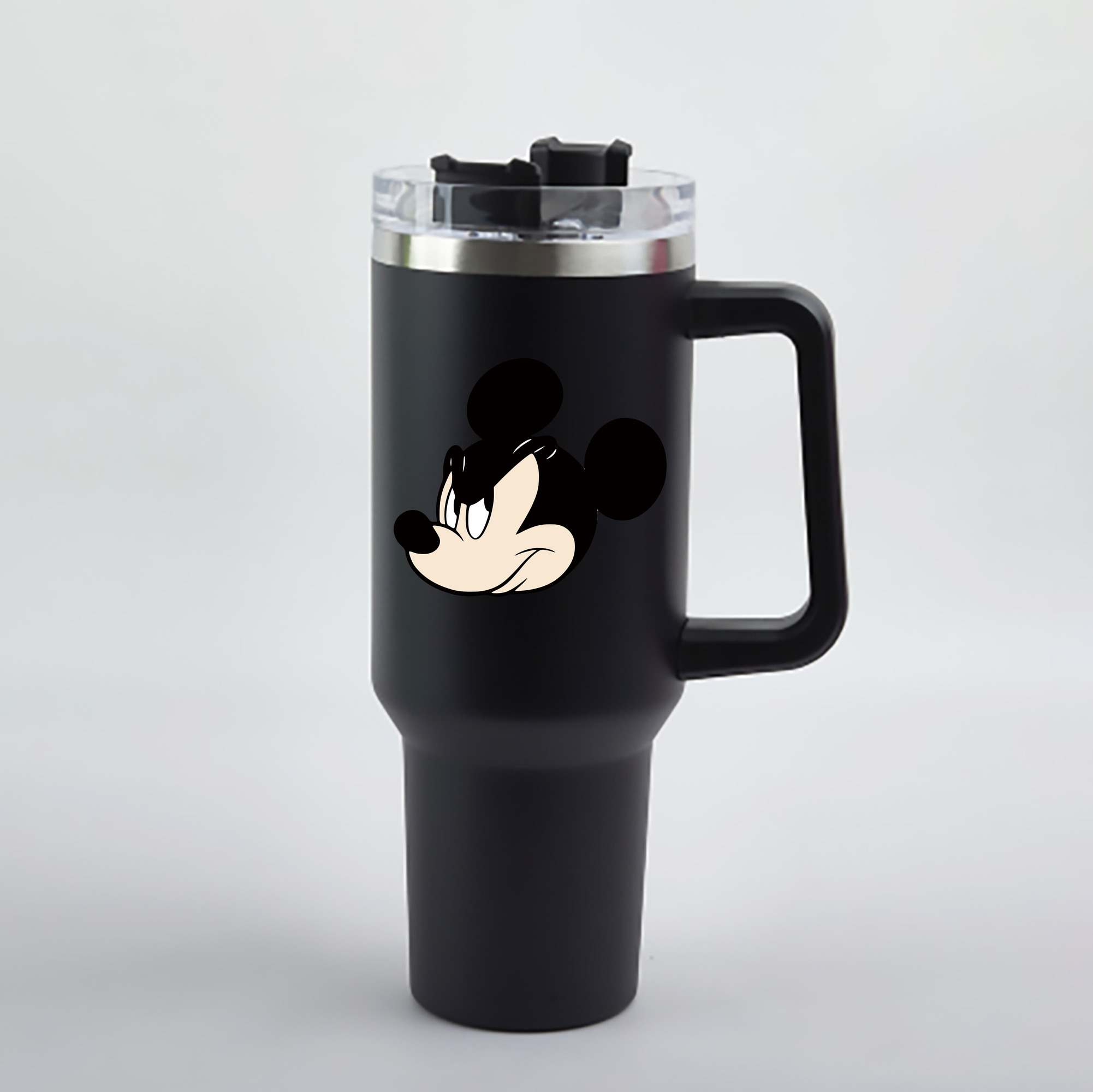 （画像用） ミッキーマウス Mickey Mouse 1200mL車用タンブラー - クリスタルステッカー（プラスチックストロー付き）
