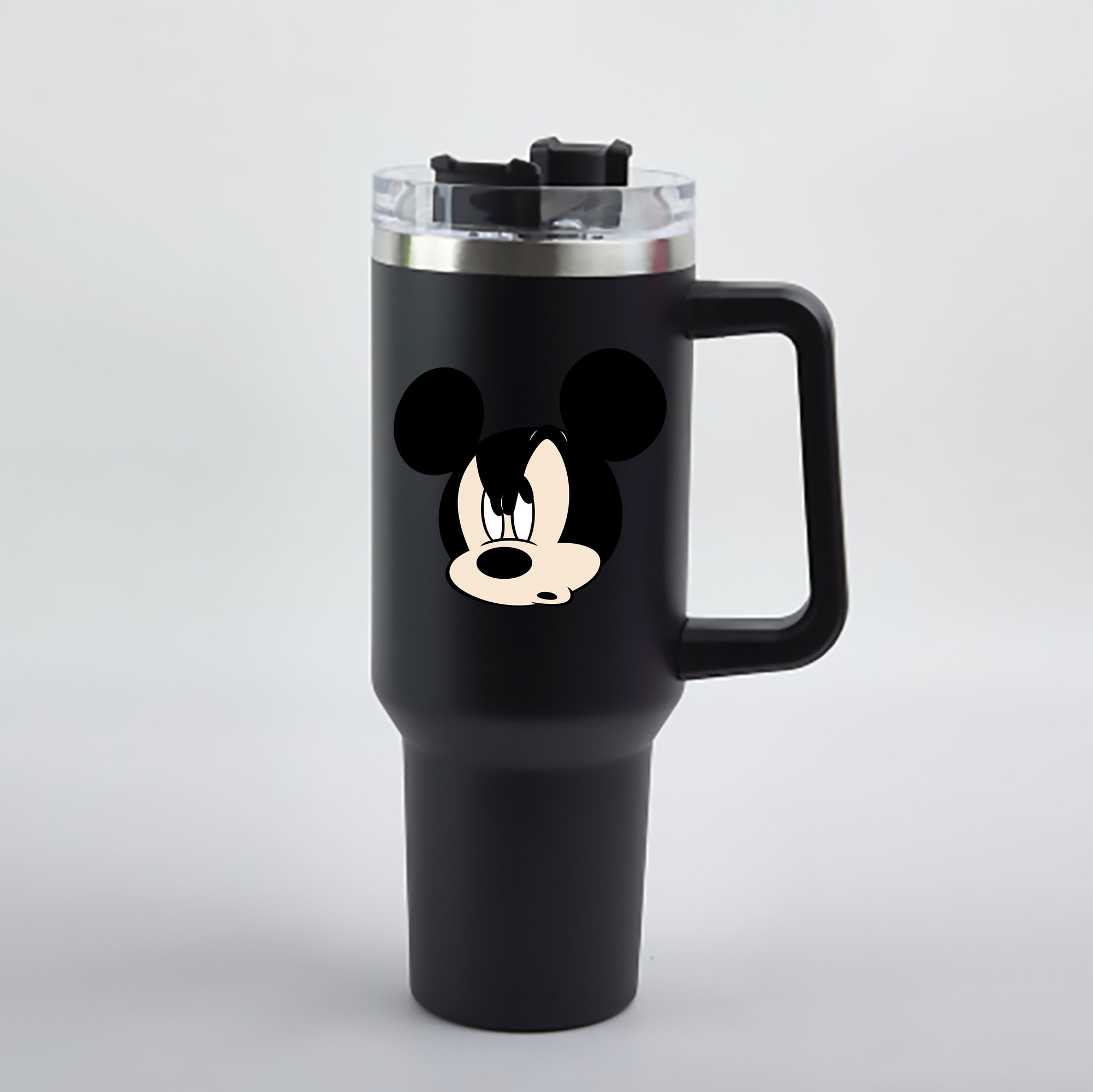 （画像用） ミッキーマウス Mickey Mouse 1200mL車用タンブラー - クリスタルステッカー（プラスチックストロー付き）