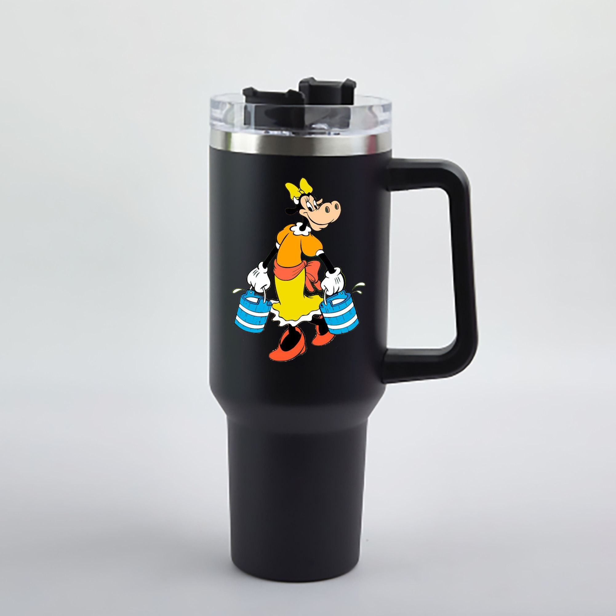 （画像用） ミッキーマウス Mickey Mouse 1200mL車用タンブラー - クリスタルステッカー（プラスチックストロー付き）