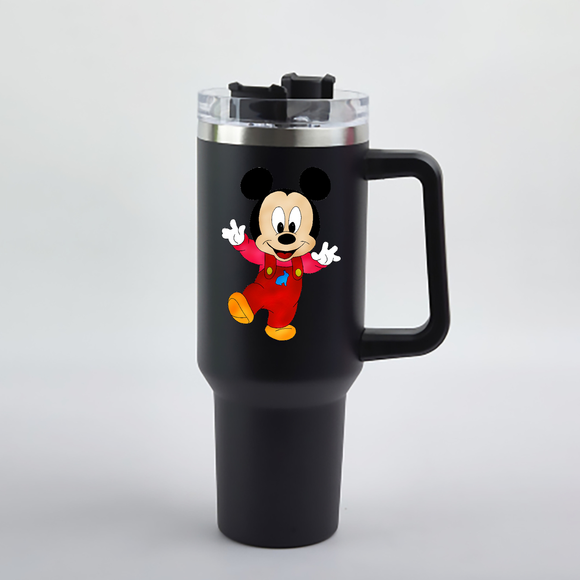 （画像用） ミッキーマウス Mickey Mouse 1200mL車用タンブラー - クリスタルステッカー（プラスチックストロー付き）