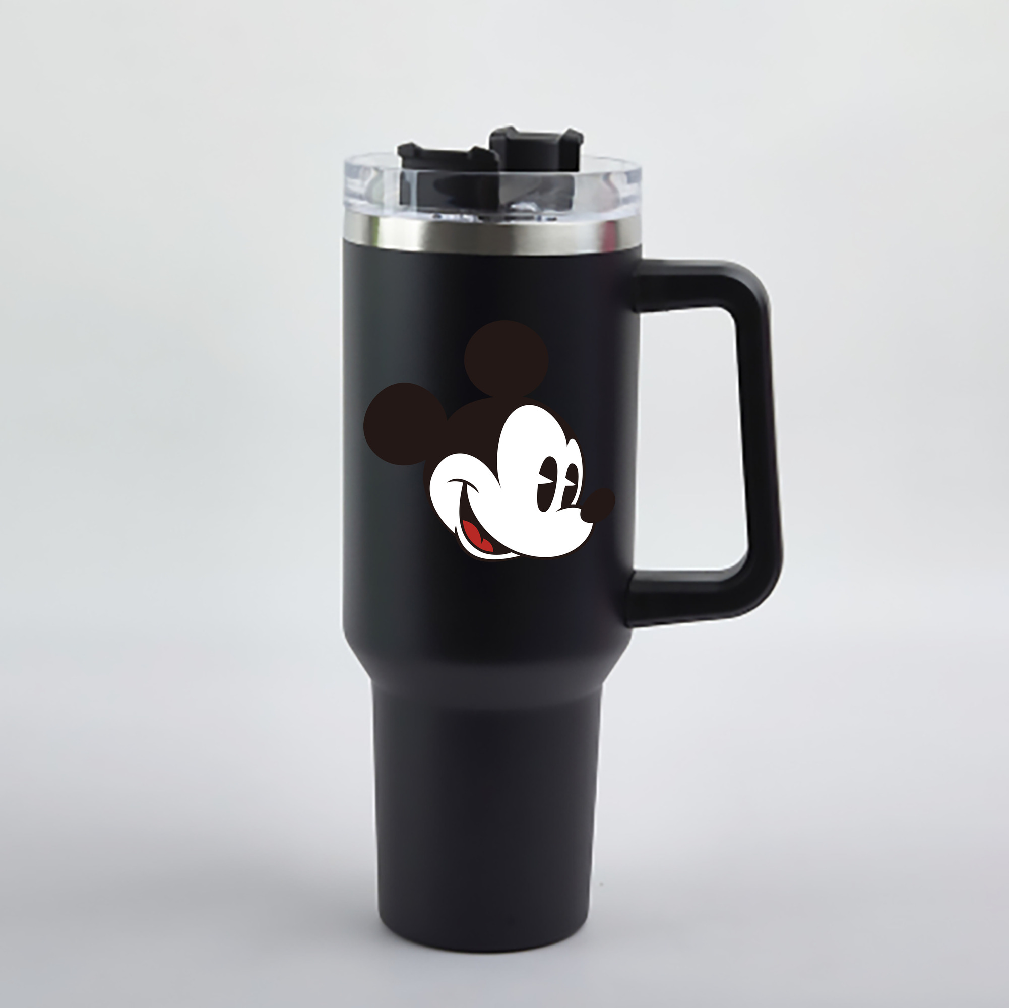 （画像用） ミッキーマウス Mickey Mouse 1200mL車用タンブラー - クリスタルステッカー（プラスチックストロー付き）