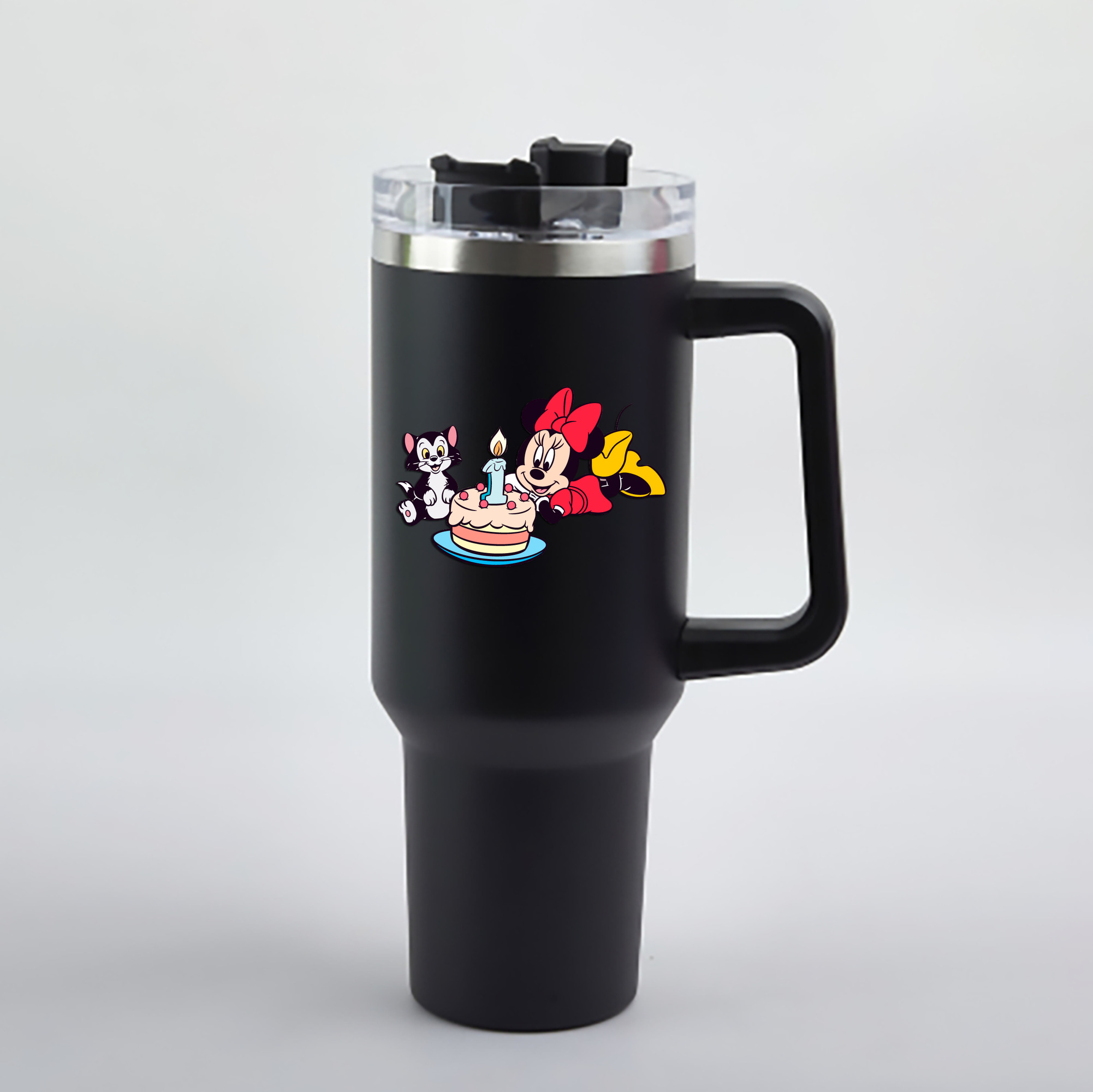 （画像用） ミッキーマウス Mickey Mouse 1200mL車用タンブラー - クリスタルステッカー（プラスチックストロー付き）
