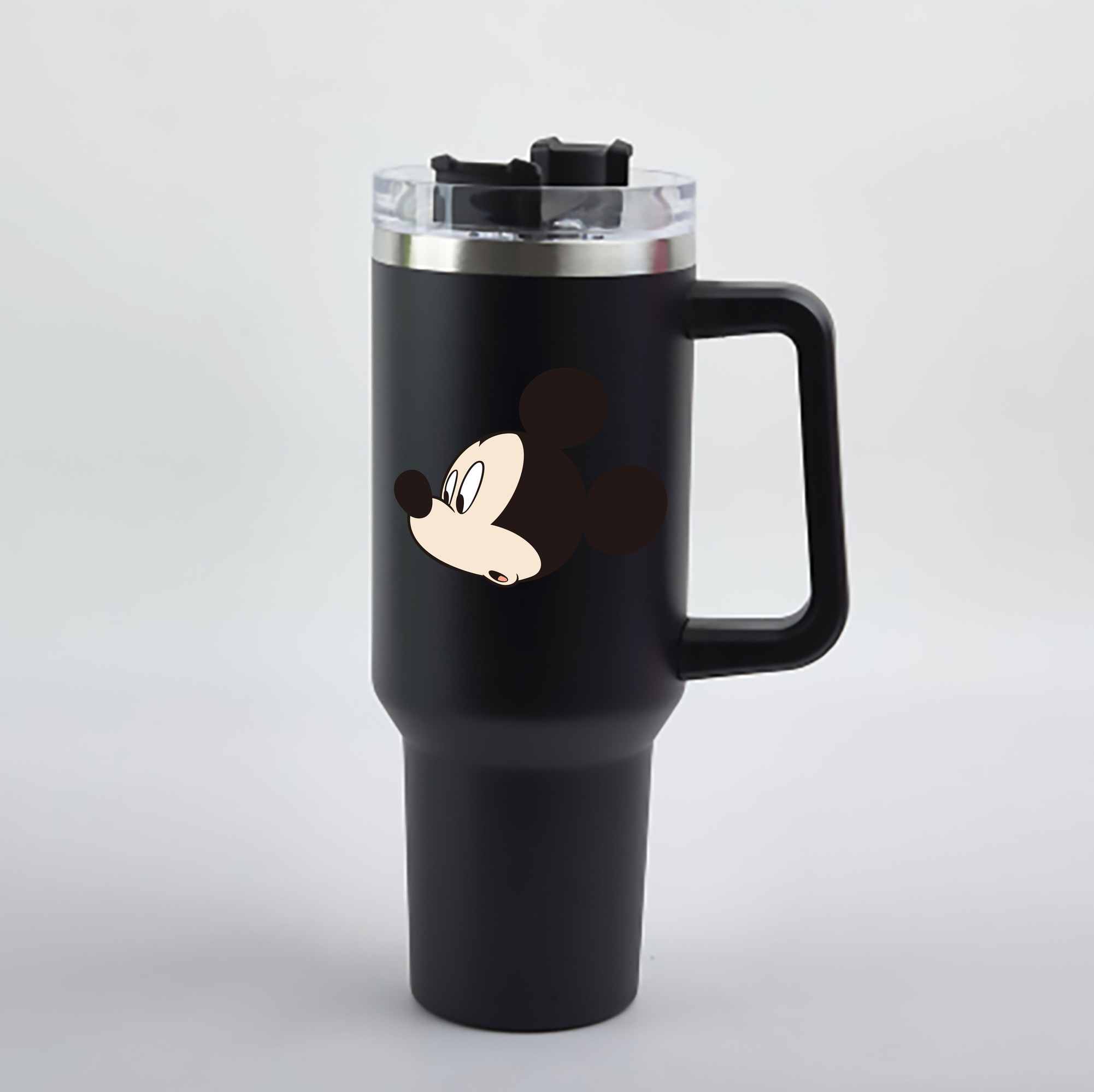 （画像用） ミッキーマウス Mickey Mouse 1200mL車用タンブラー - クリスタルステッカー（プラスチックストロー付き）