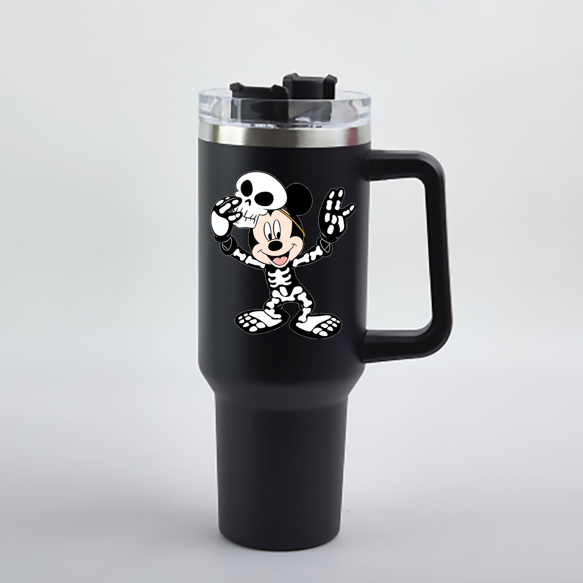（画像用） ミッキーマウス Mickey Mouse 1200mL車用タンブラー - クリスタルステッカー（プラスチックストロー付き）