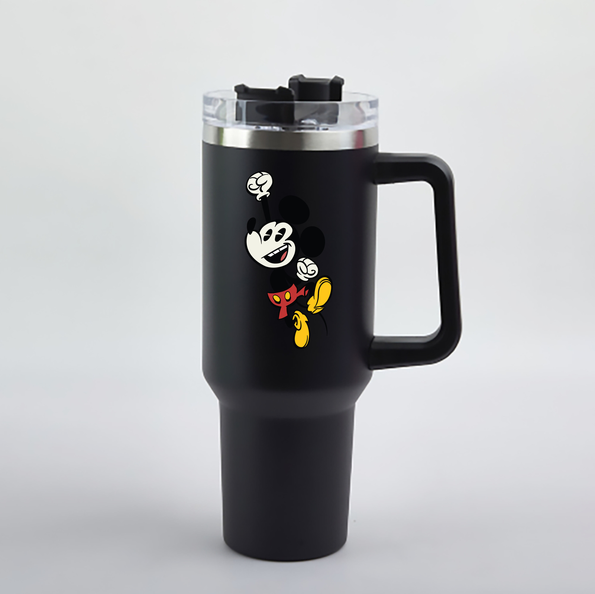 （画像用） ミッキーマウス Mickey Mouse 1200mL車用タンブラー - クリスタルステッカー（プラスチックストロー付き）