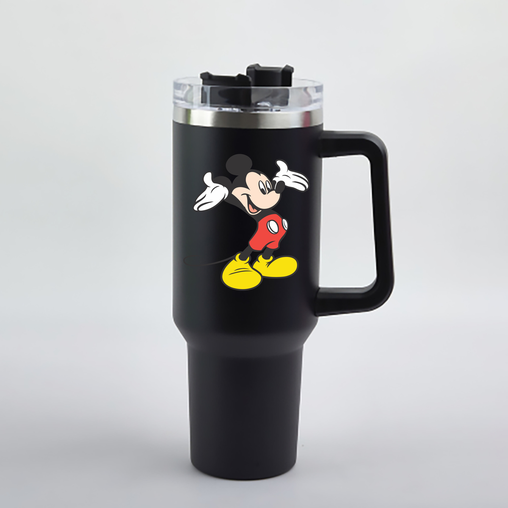 （画像用） ミッキーマウス Mickey Mouse 1200mL車用タンブラー - クリスタルステッカー（プラスチックストロー付き）