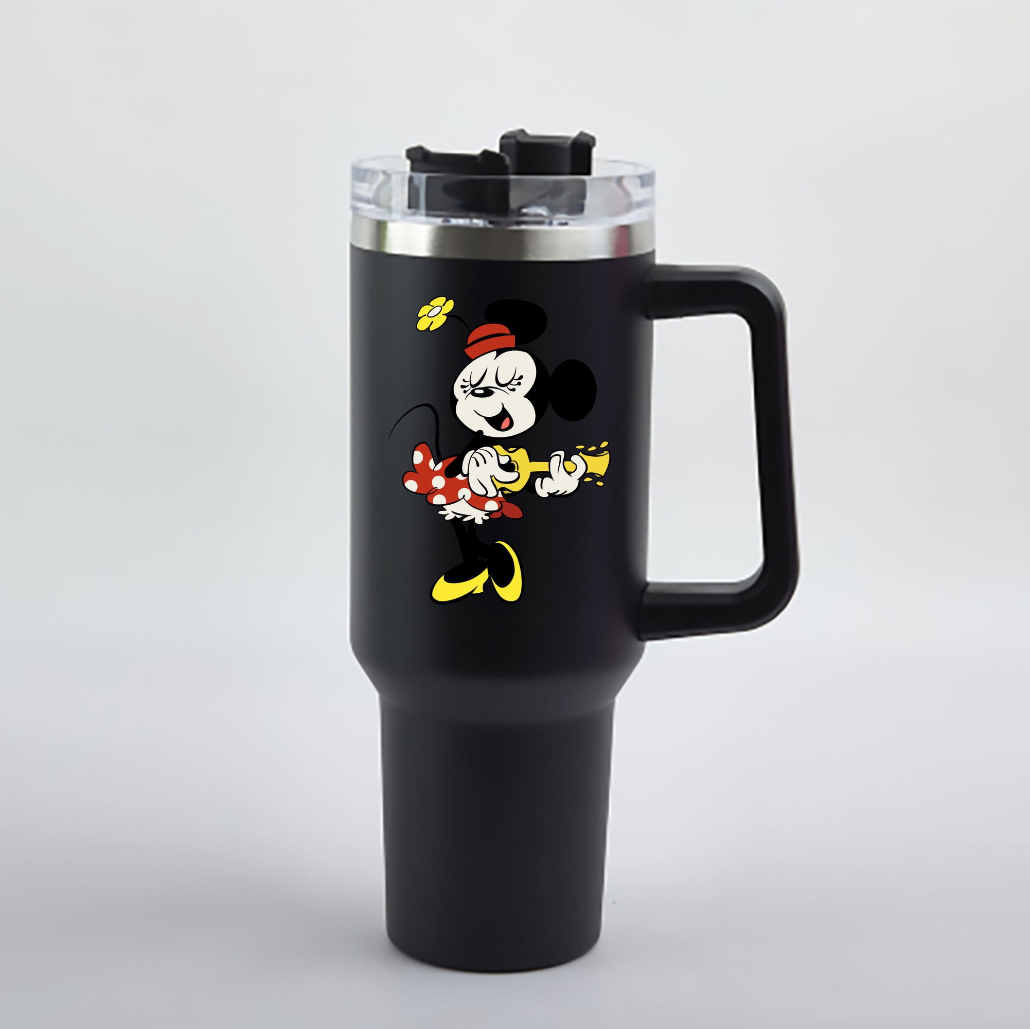 （画像用） ミッキーマウス Mickey Mouse 1200mL車用タンブラー - クリスタルステッカー（プラスチックストロー付き）