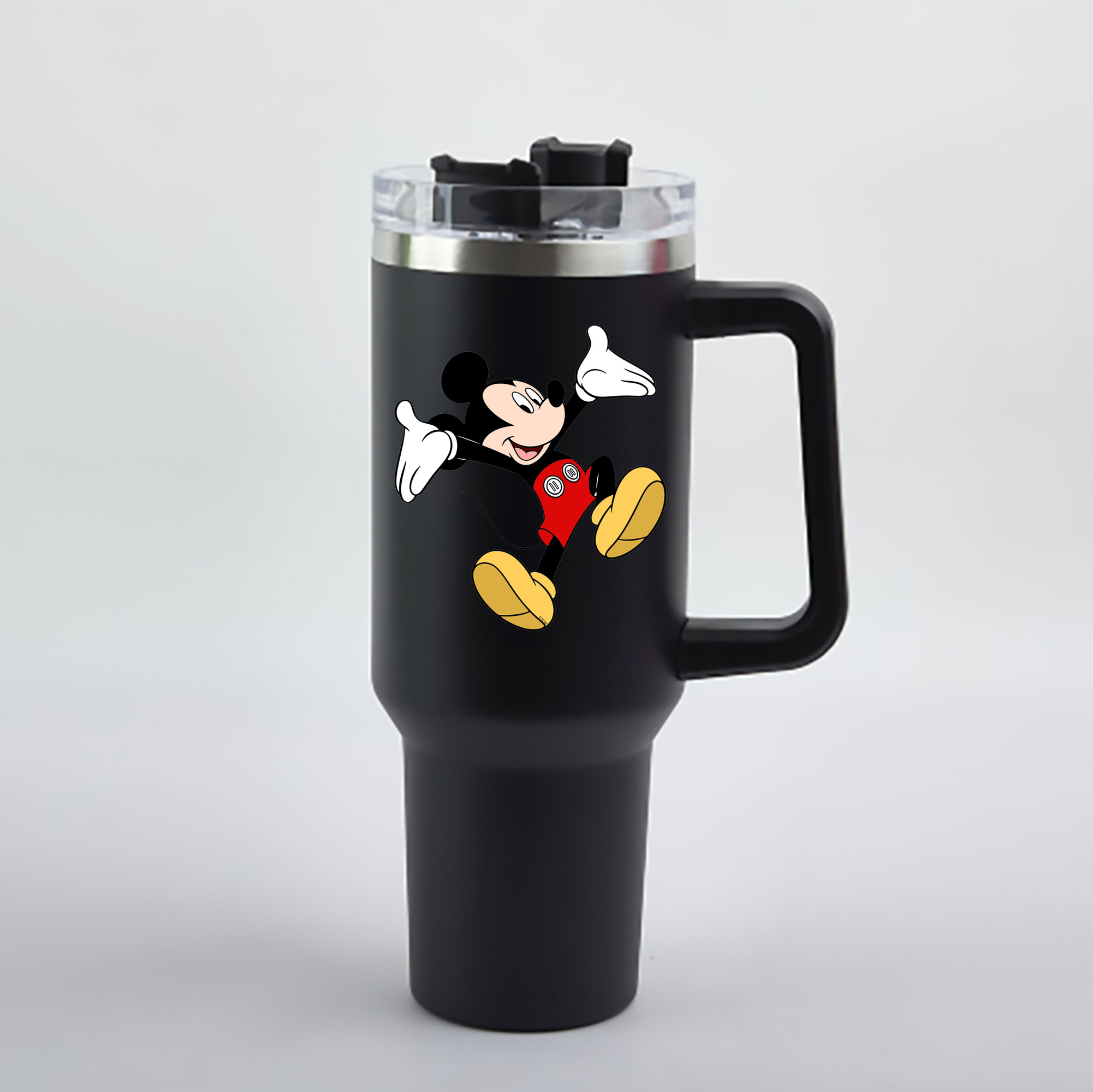 （画像用） ミッキーマウス Mickey Mouse 1200mL車用タンブラー - クリスタルステッカー（プラスチックストロー付き）