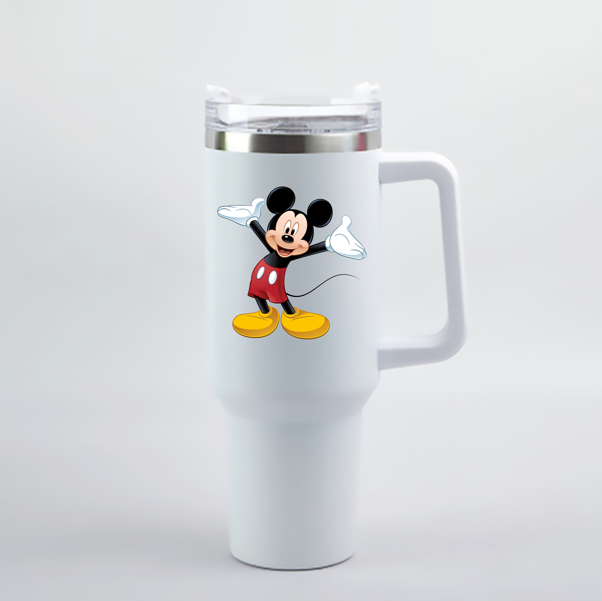 （画像用） ミッキーマウス Mickey Mouse 1200mL車用タンブラー - クリスタルステッカー（プラスチックストロー付き）