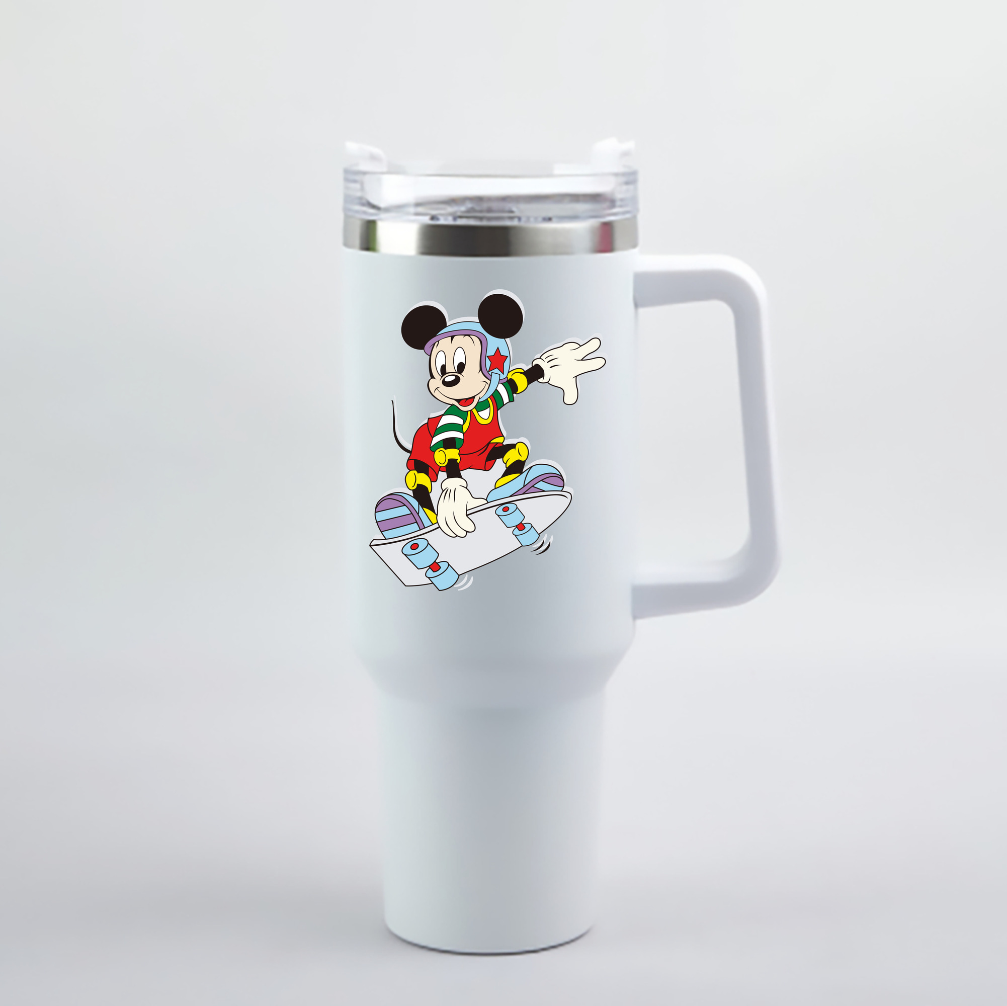 （画像用） ミッキーマウス Mickey Mouse 1200mL車用タンブラー - クリスタルステッカー（プラスチックストロー付き）