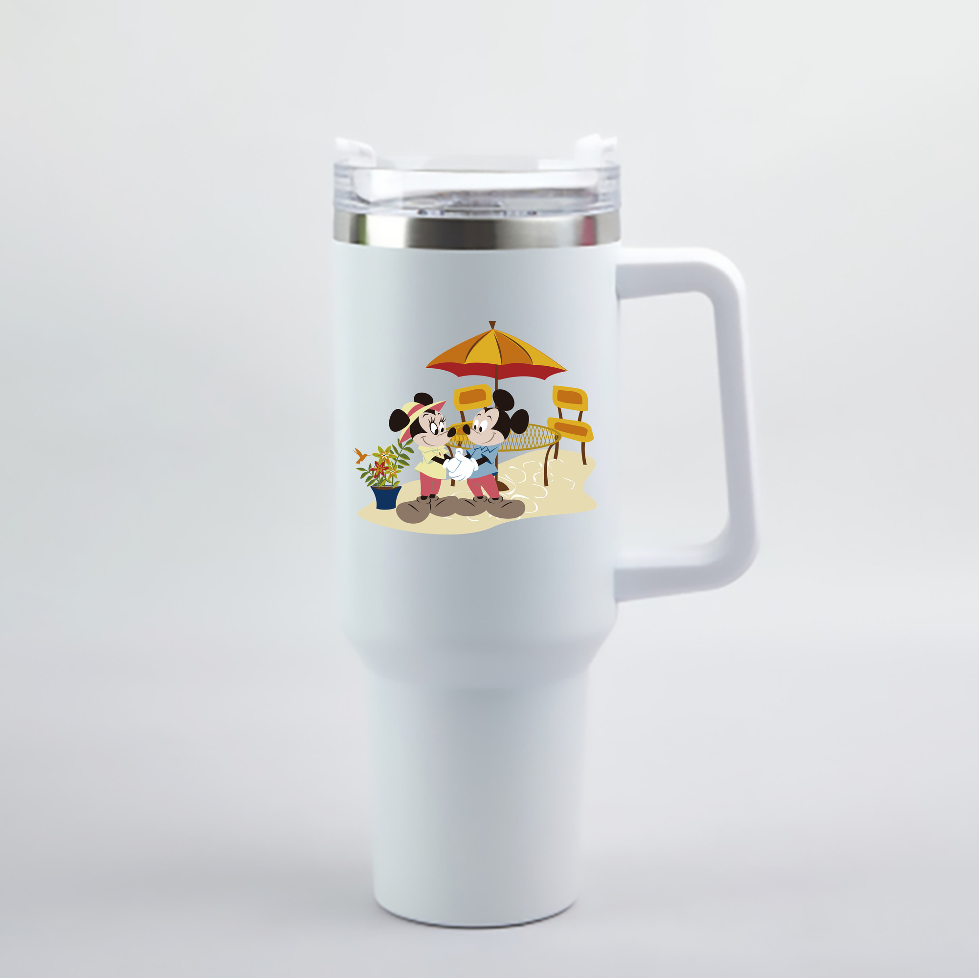 （画像用） ミッキーマウス Mickey Mouse 1200mL車用タンブラー - クリスタルステッカー（プラスチックストロー付き）