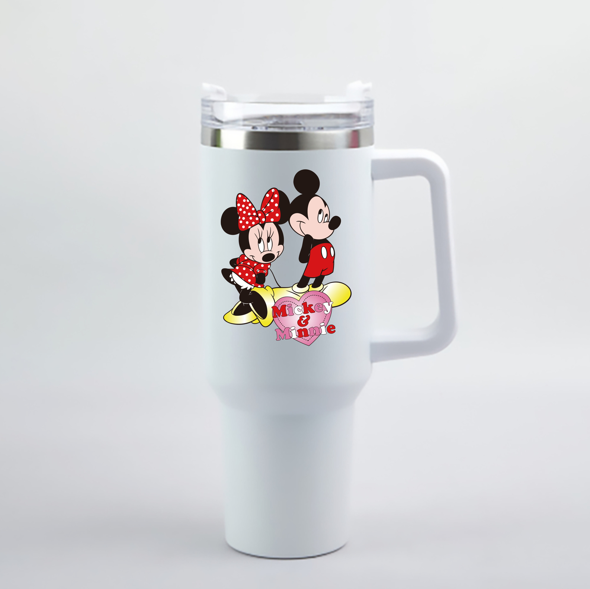 （画像用） ミッキーマウス Mickey Mouse 1200mL車用タンブラー - クリスタルステッカー（プラスチックストロー付き）
