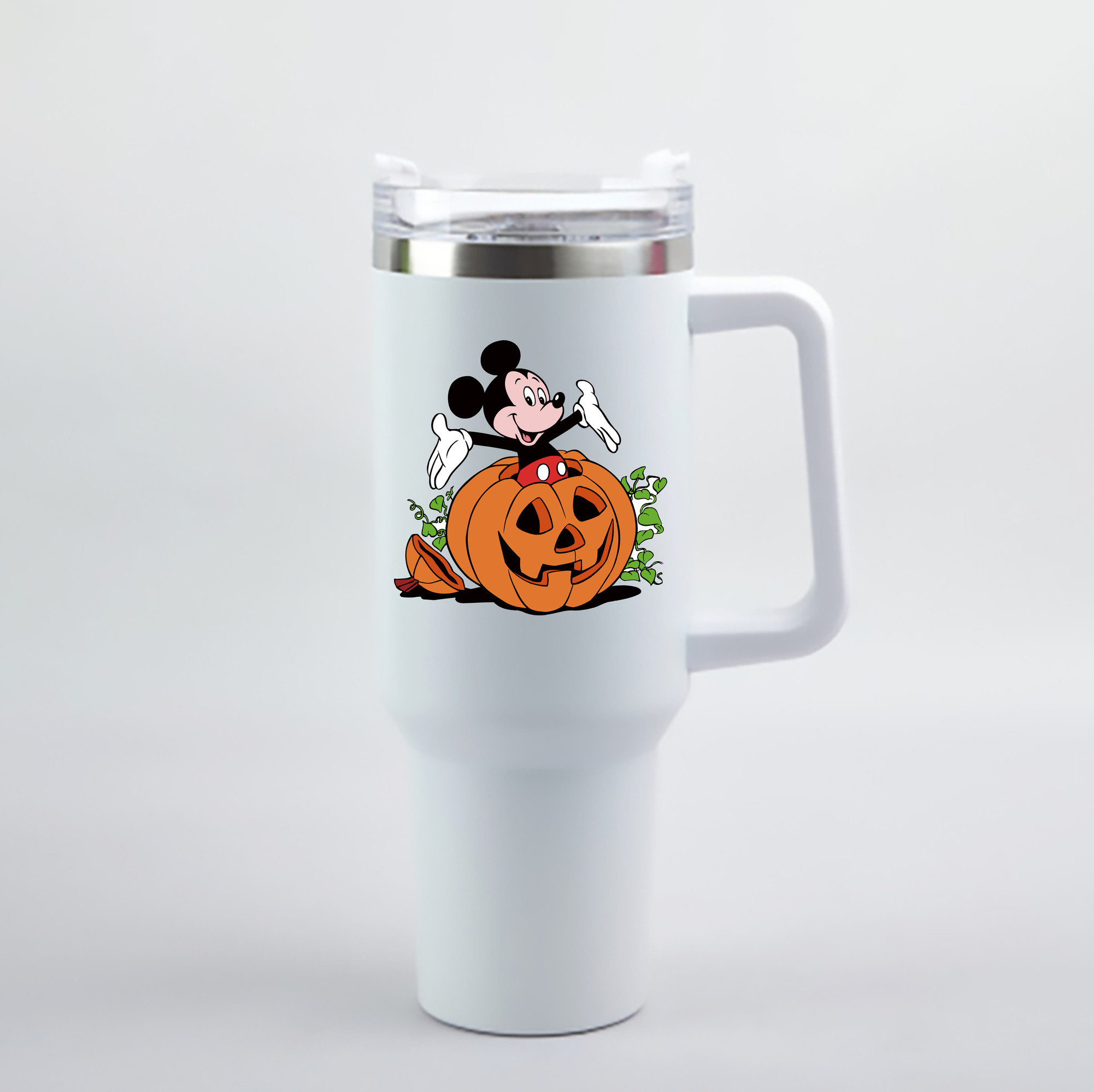 （画像用） ミッキーマウス Mickey Mouse 1200mL車用タンブラー - クリスタルステッカー（プラスチックストロー付き）