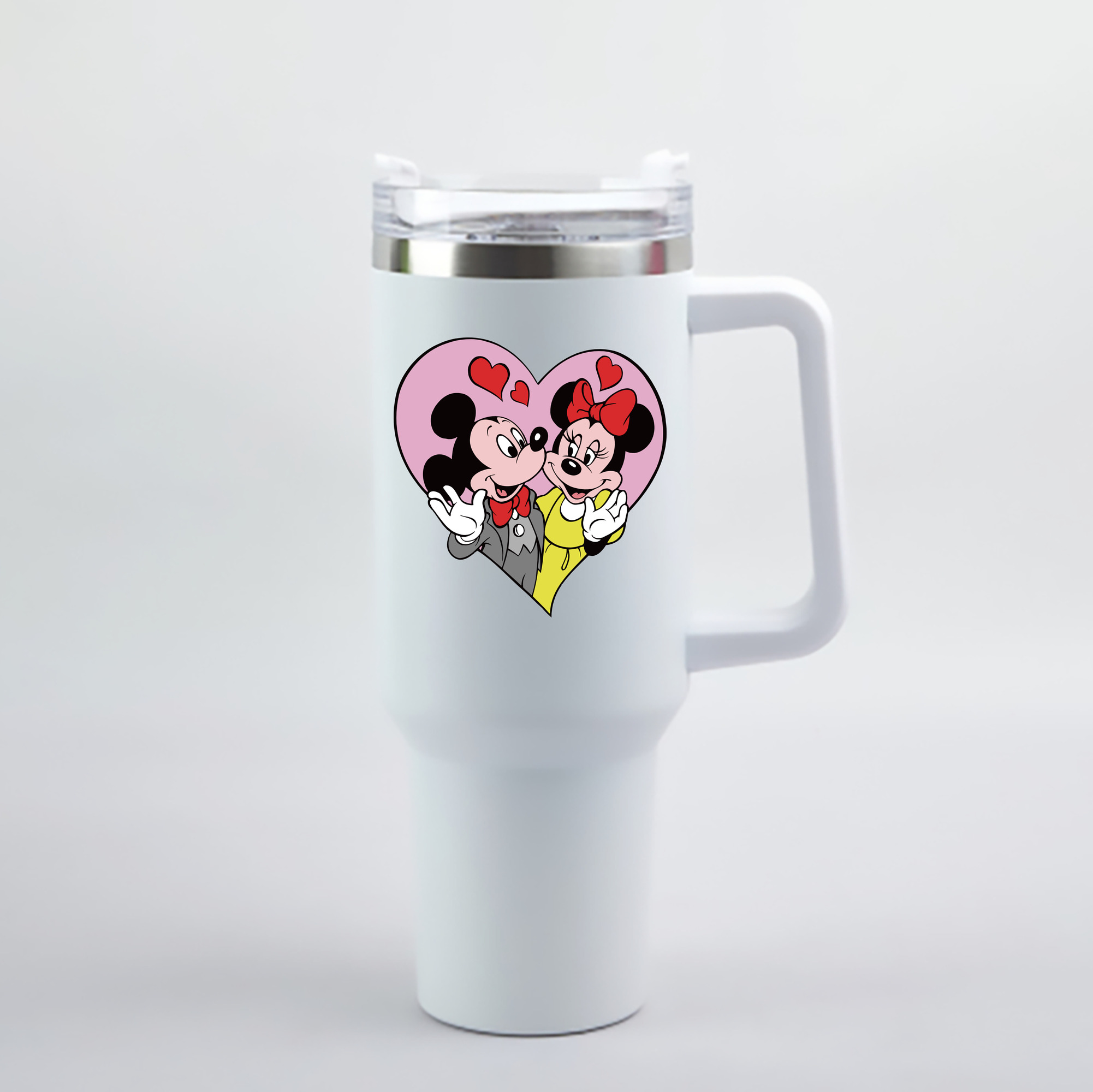 （画像用） ミッキーマウス Mickey Mouse 1200mL車用タンブラー - クリスタルステッカー（プラスチックストロー付き）