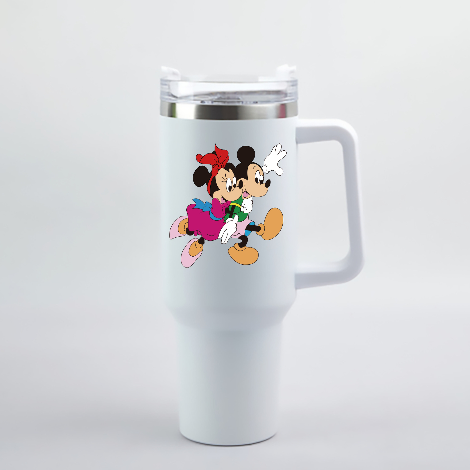（画像用） ミッキーマウス Mickey Mouse 1200mL車用タンブラー - クリスタルステッカー（プラスチックストロー付き）