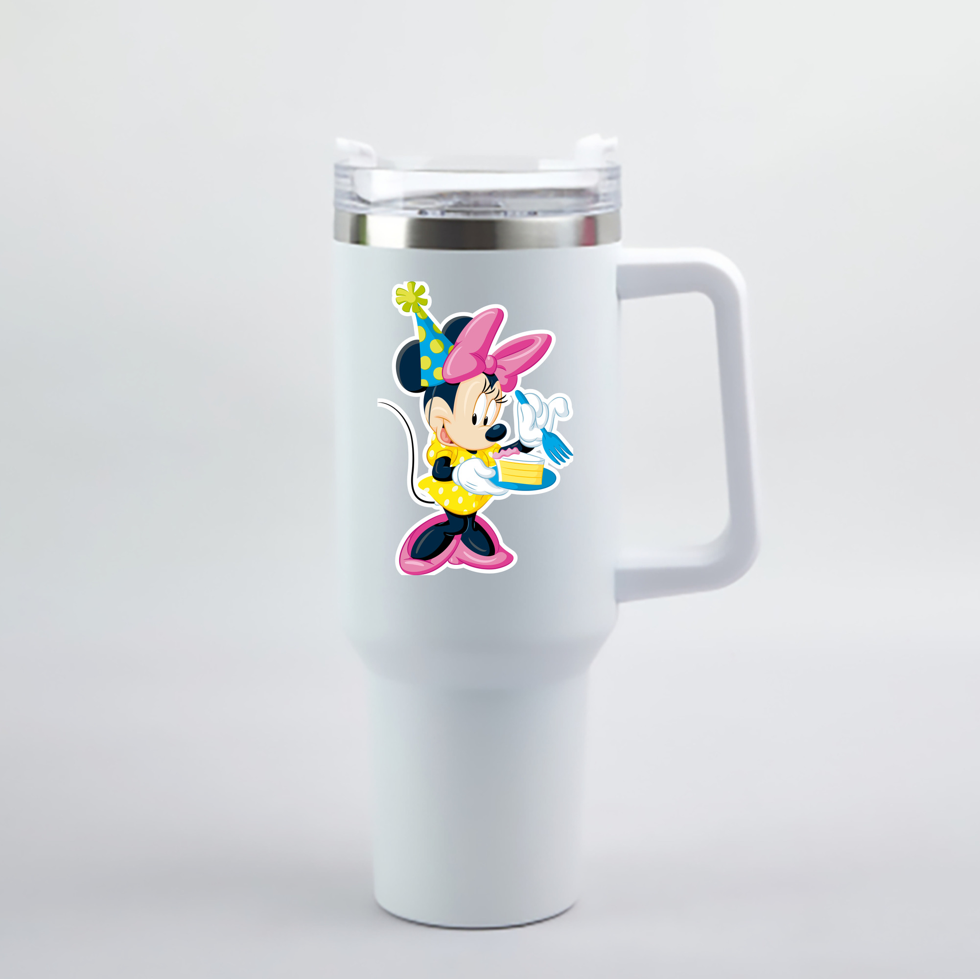 （画像用） ミッキーマウス Mickey Mouse 1200mL車用タンブラー - クリスタルステッカー（プラスチックストロー付き）