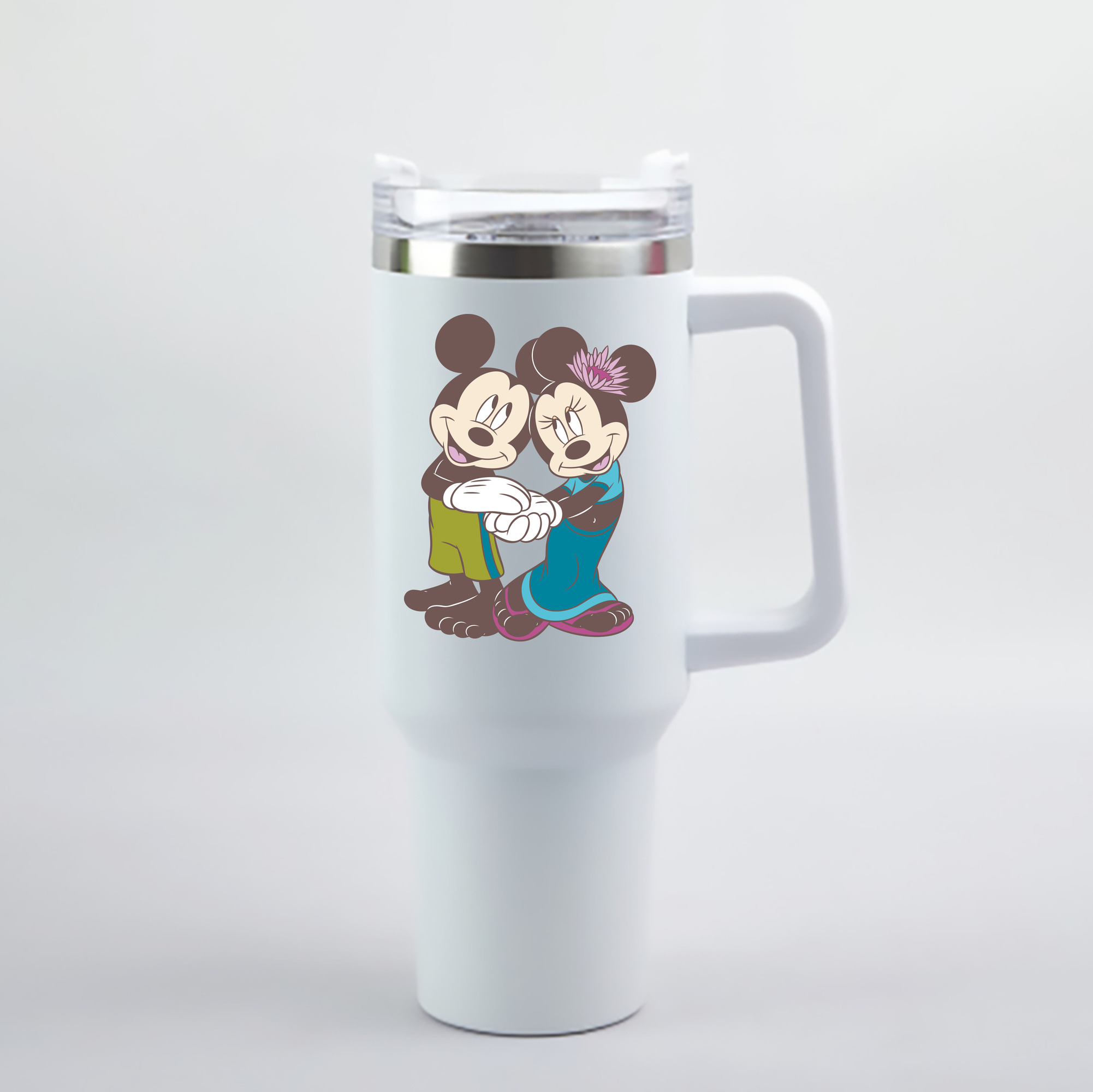 （画像用） ミッキーマウス Mickey Mouse 1200mL車用タンブラー - クリスタルステッカー（プラスチックストロー付き）