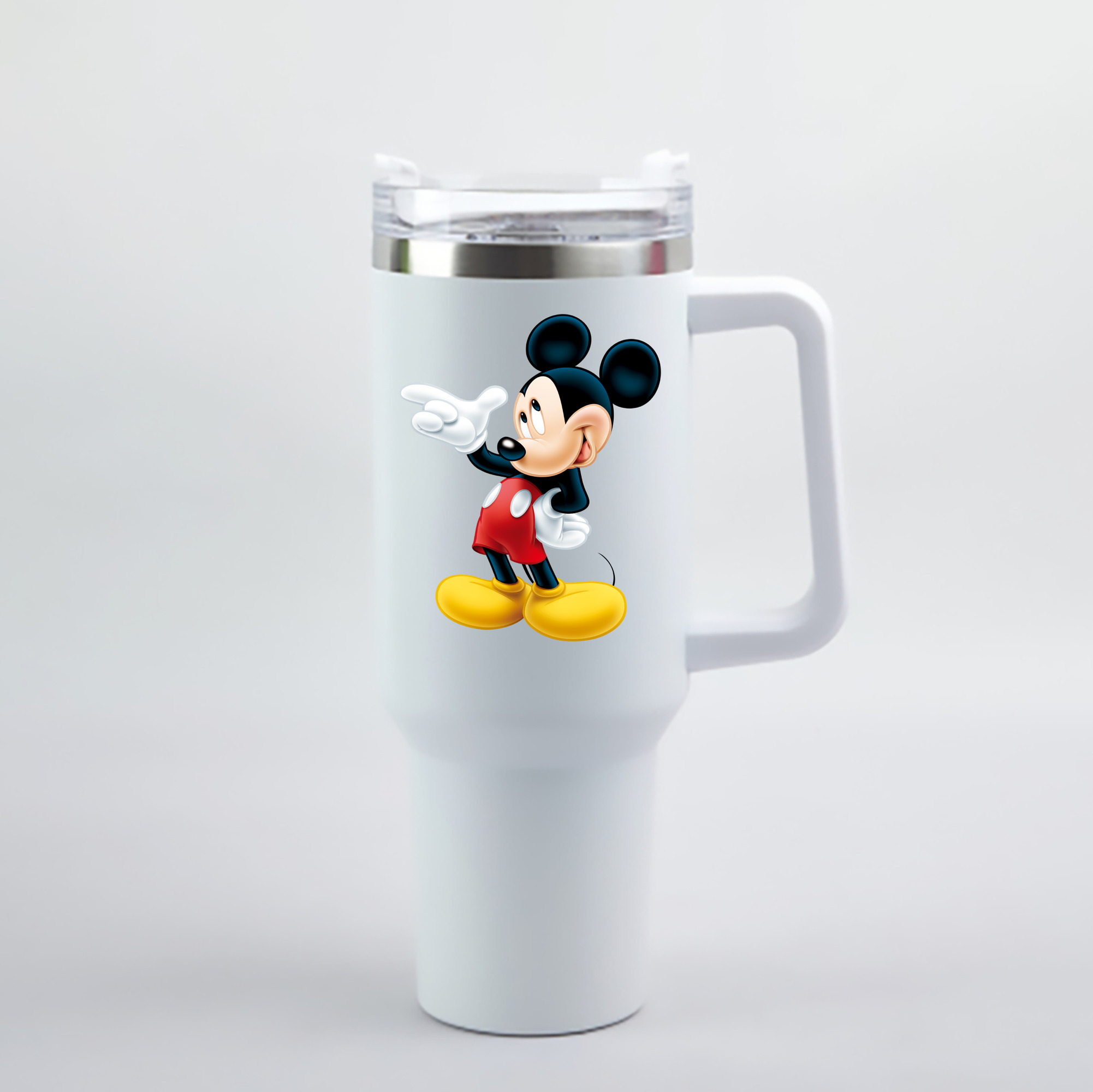 （画像用） ミッキーマウス Mickey Mouse 1200mL車用タンブラー - クリスタルステッカー（プラスチックストロー付き）