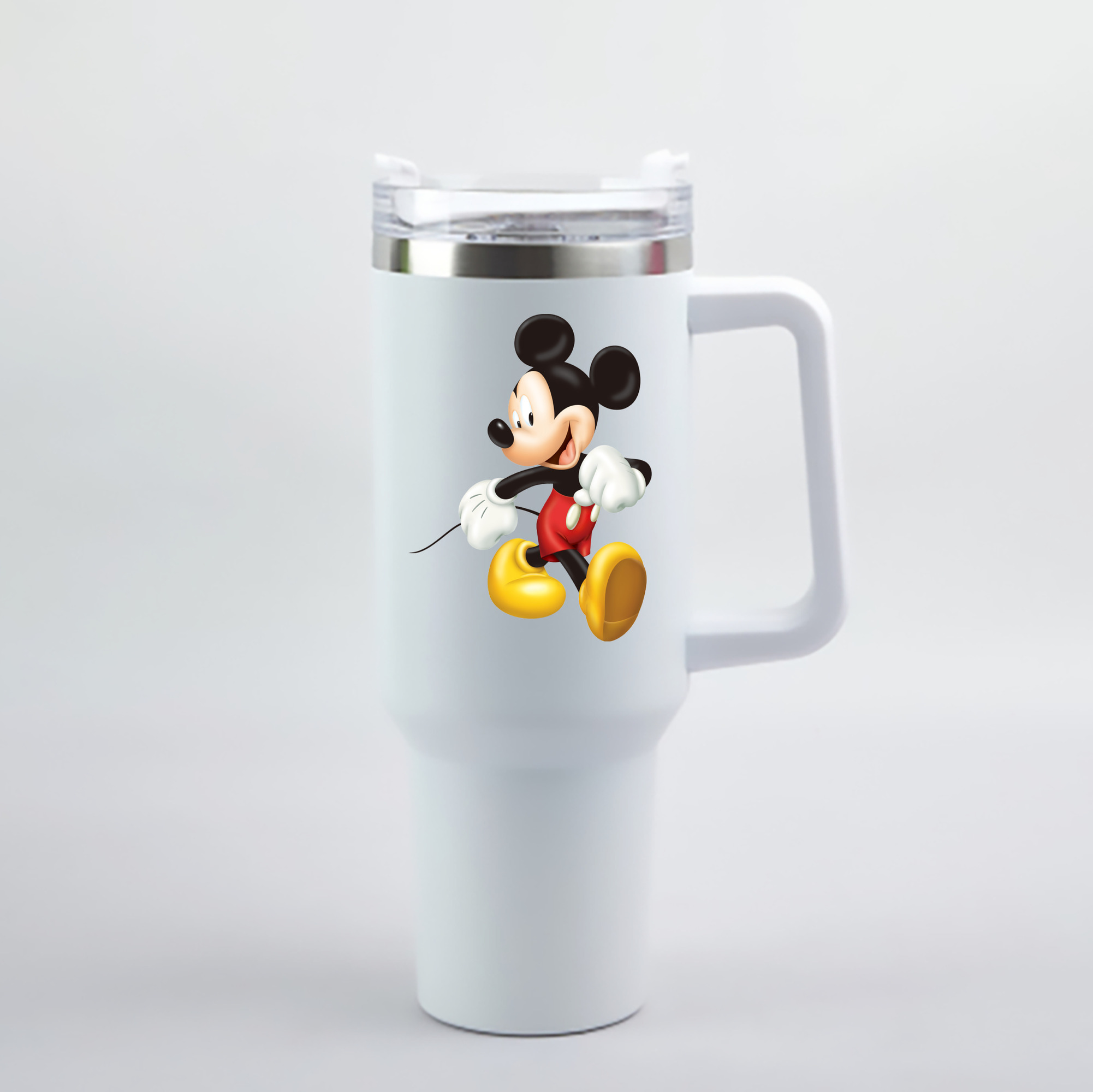 （画像用） ミッキーマウス Mickey Mouse 1200mL車用タンブラー - クリスタルステッカー（プラスチックストロー付き）