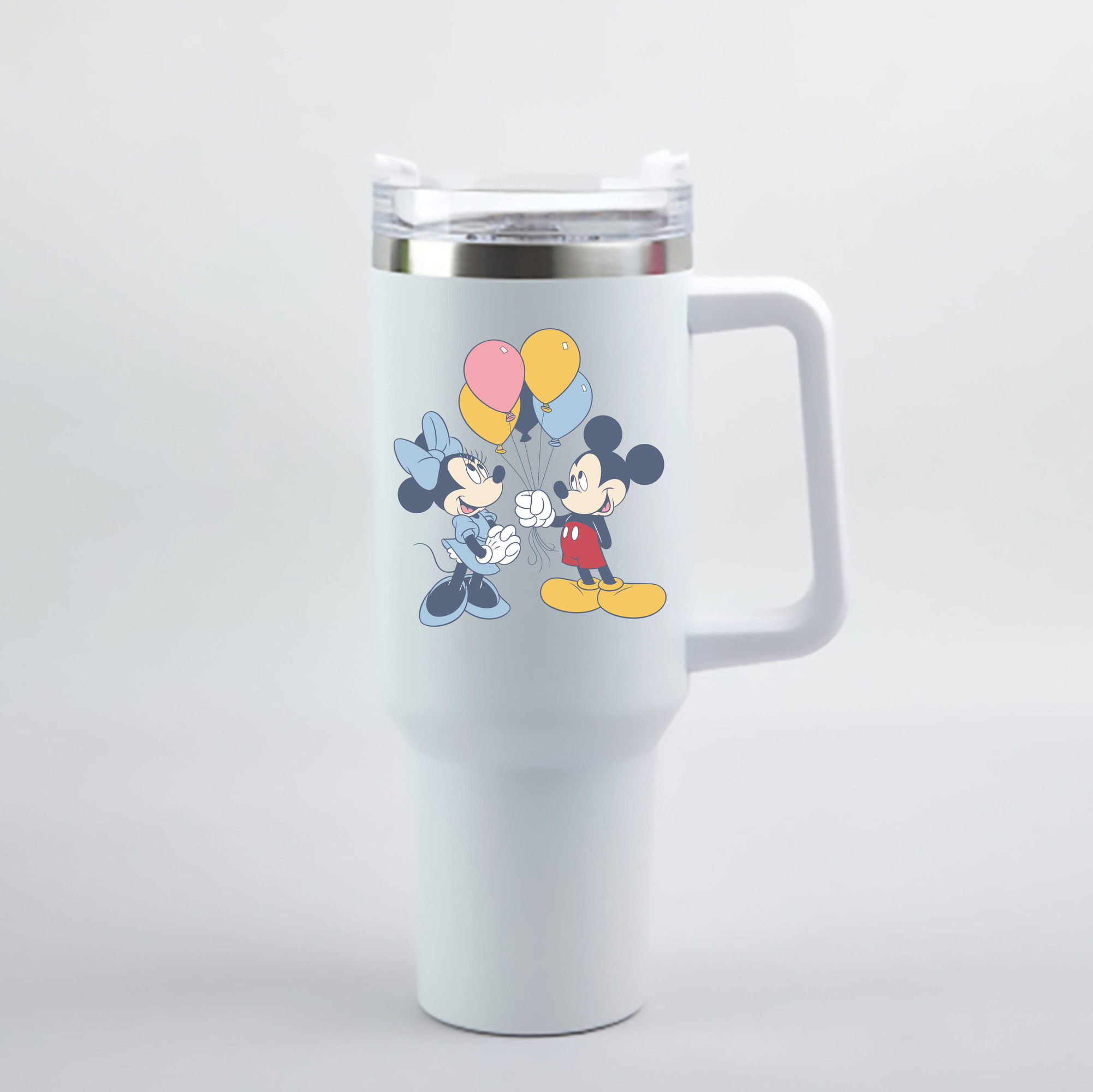 （画像用） ミッキーマウス Mickey Mouse 1200mL車用タンブラー - クリスタルステッカー（プラスチックストロー付き）